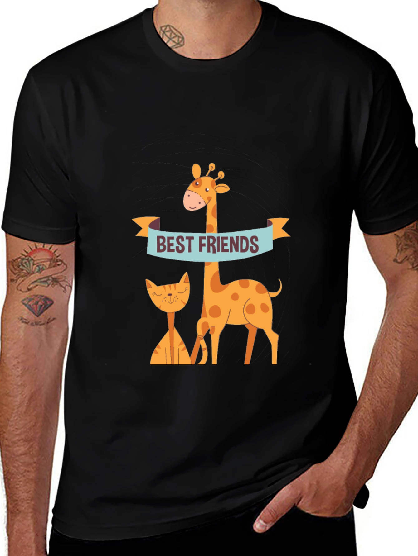 Best Friends Giraffe & Cat Graphic Tee