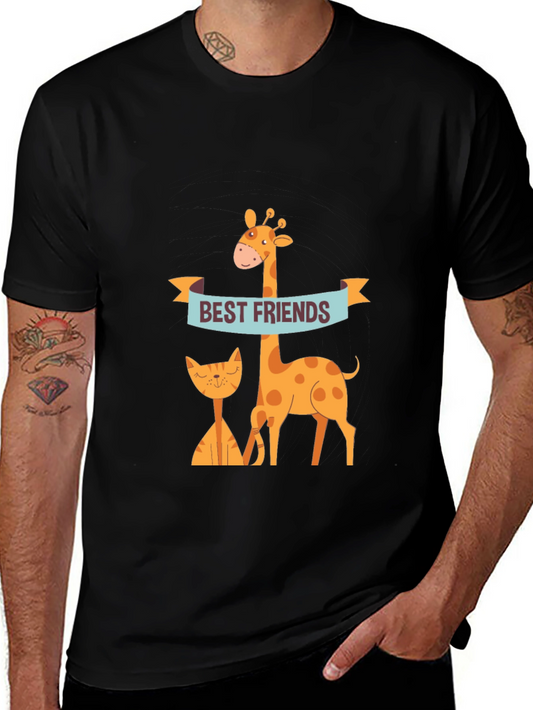 Best Friends Giraffe & Cat Graphic Tee
