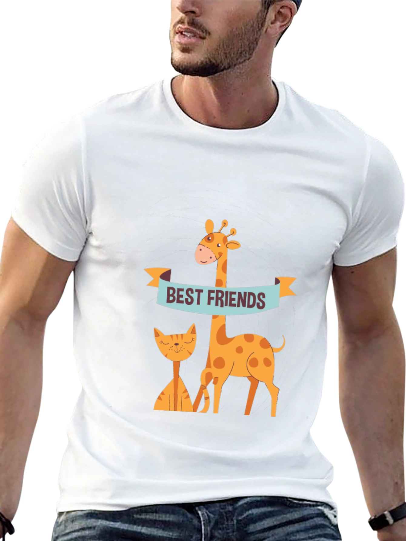 Best Friends Giraffe & Cat Graphic Tee