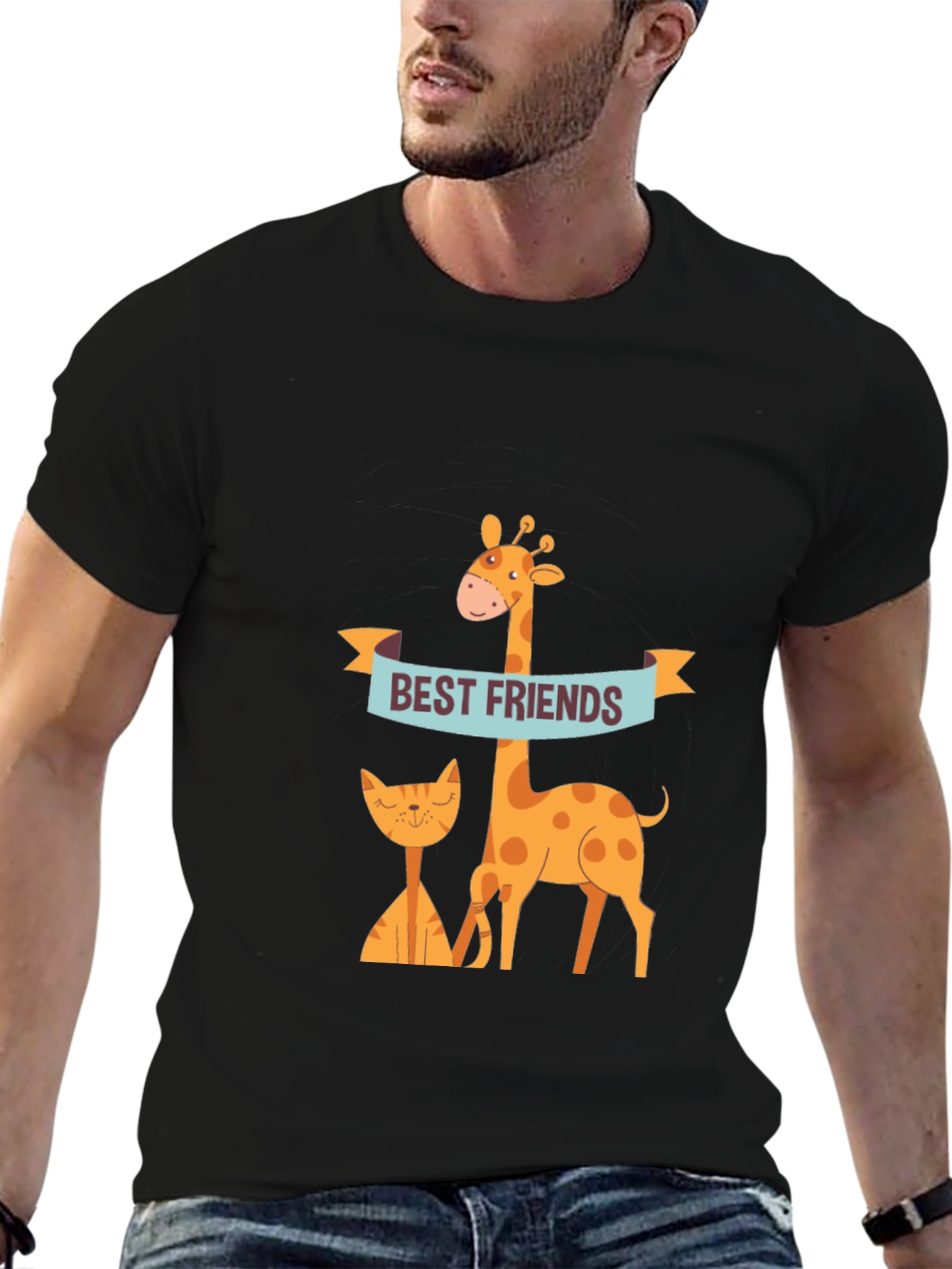Best Friends Giraffe & Cat Graphic Tee
