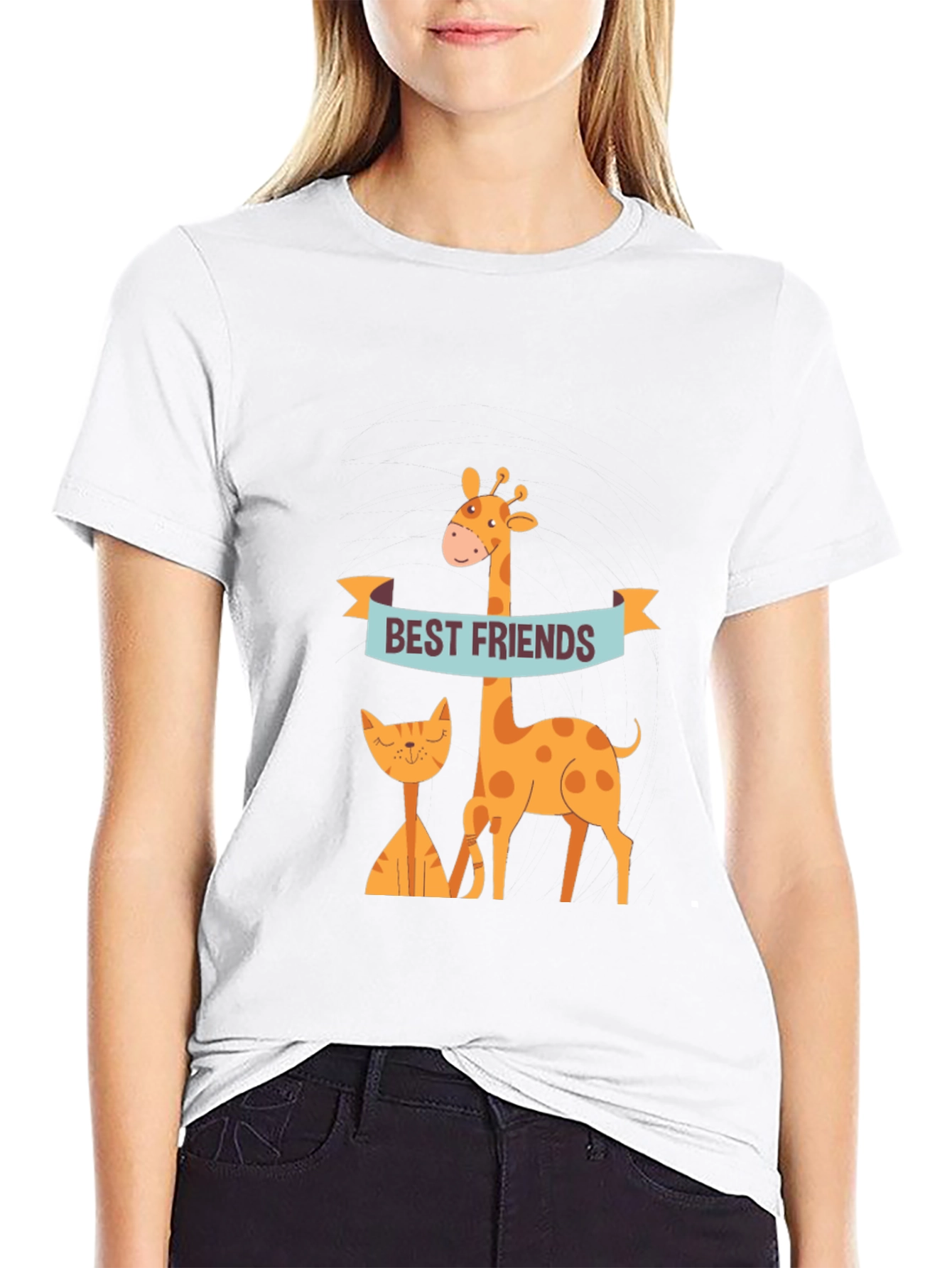 Best Friends Giraffe & Cat Graphic Tee