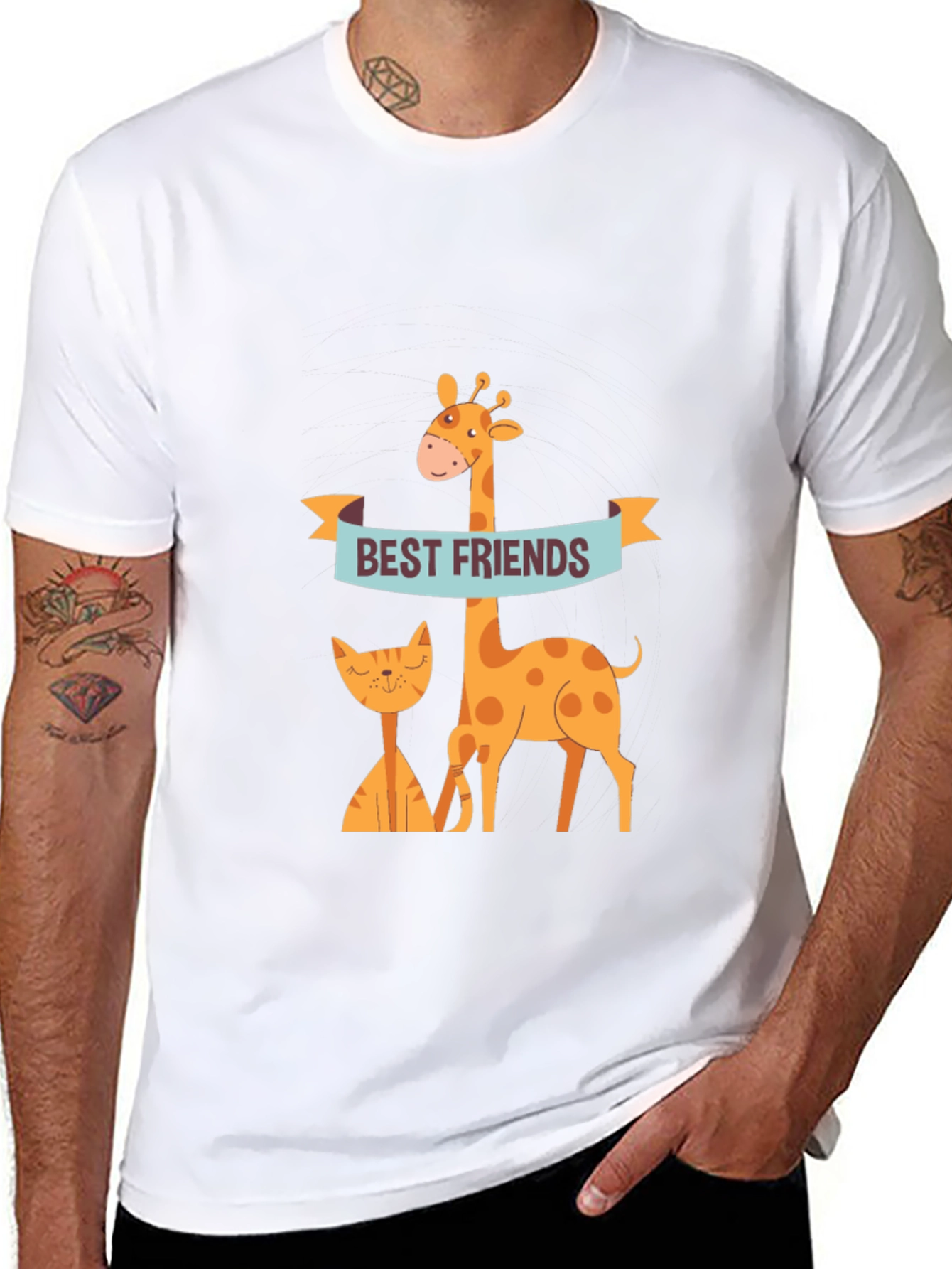 Best Friends Giraffe & Cat Graphic Tee
