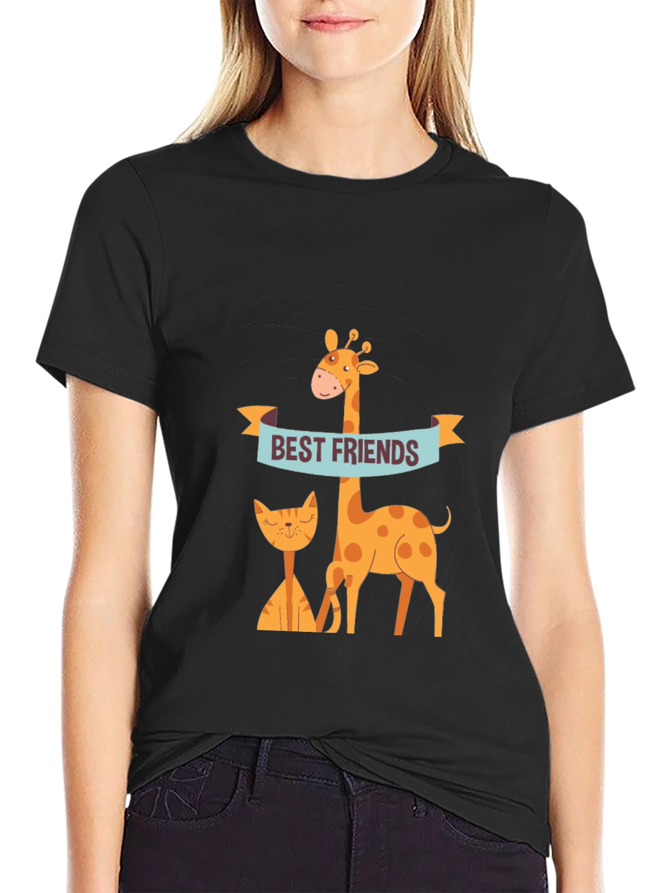 Best Friends Giraffe & Cat Graphic Tee
