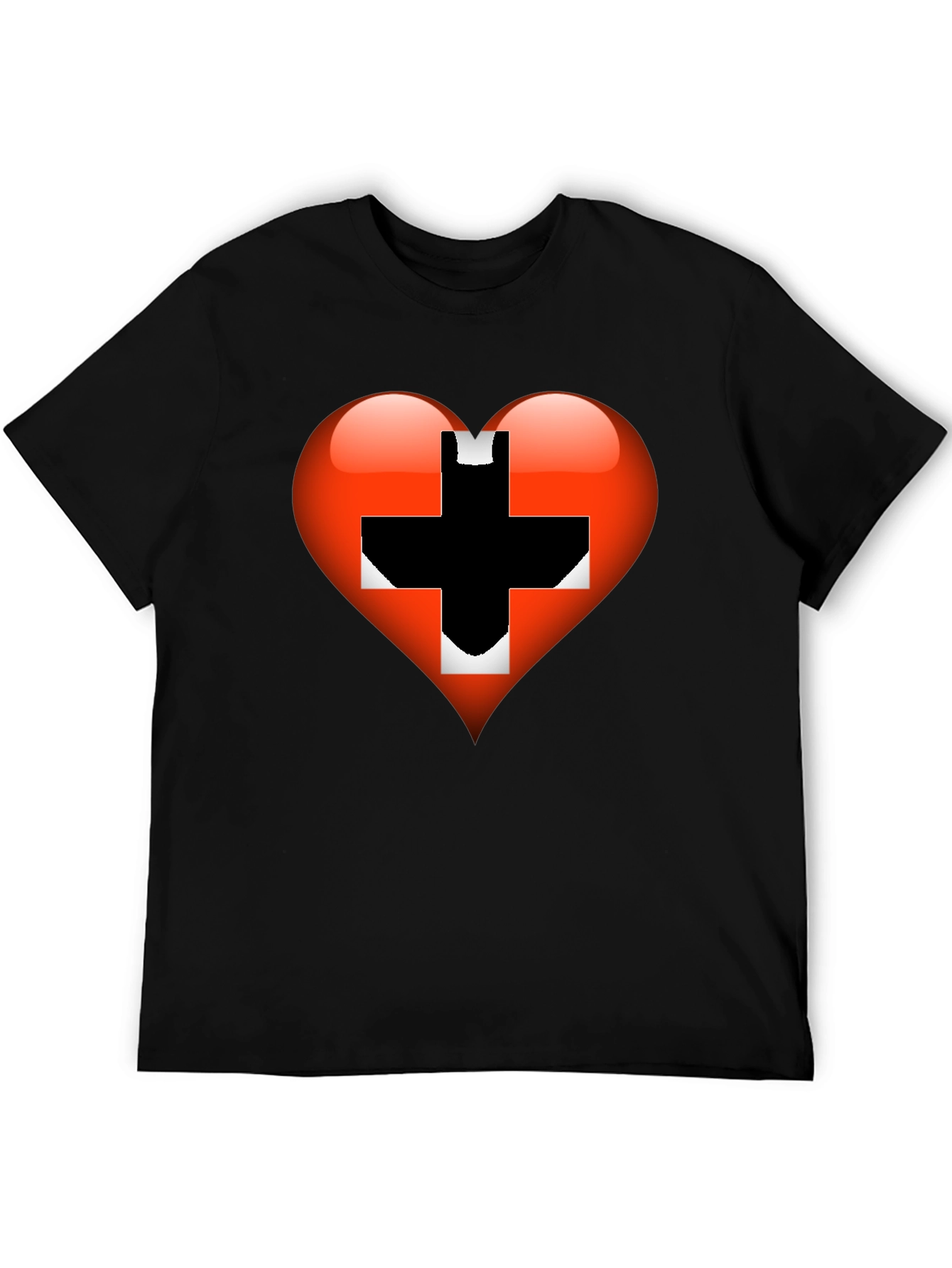 Heart Switzerland Flag Graphic Tee - Black