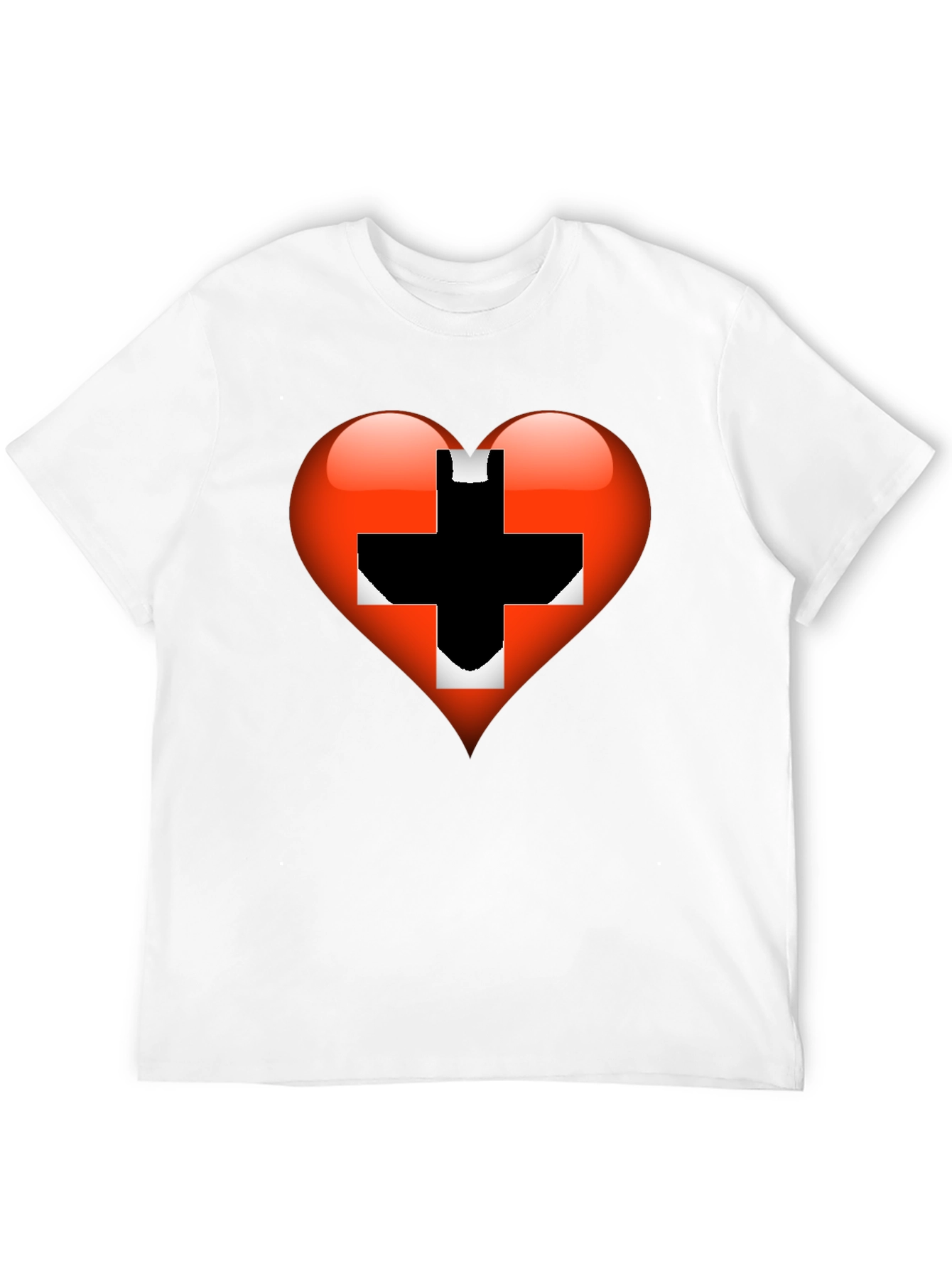 Heart Switzerland Flag Graphic Tee - Black