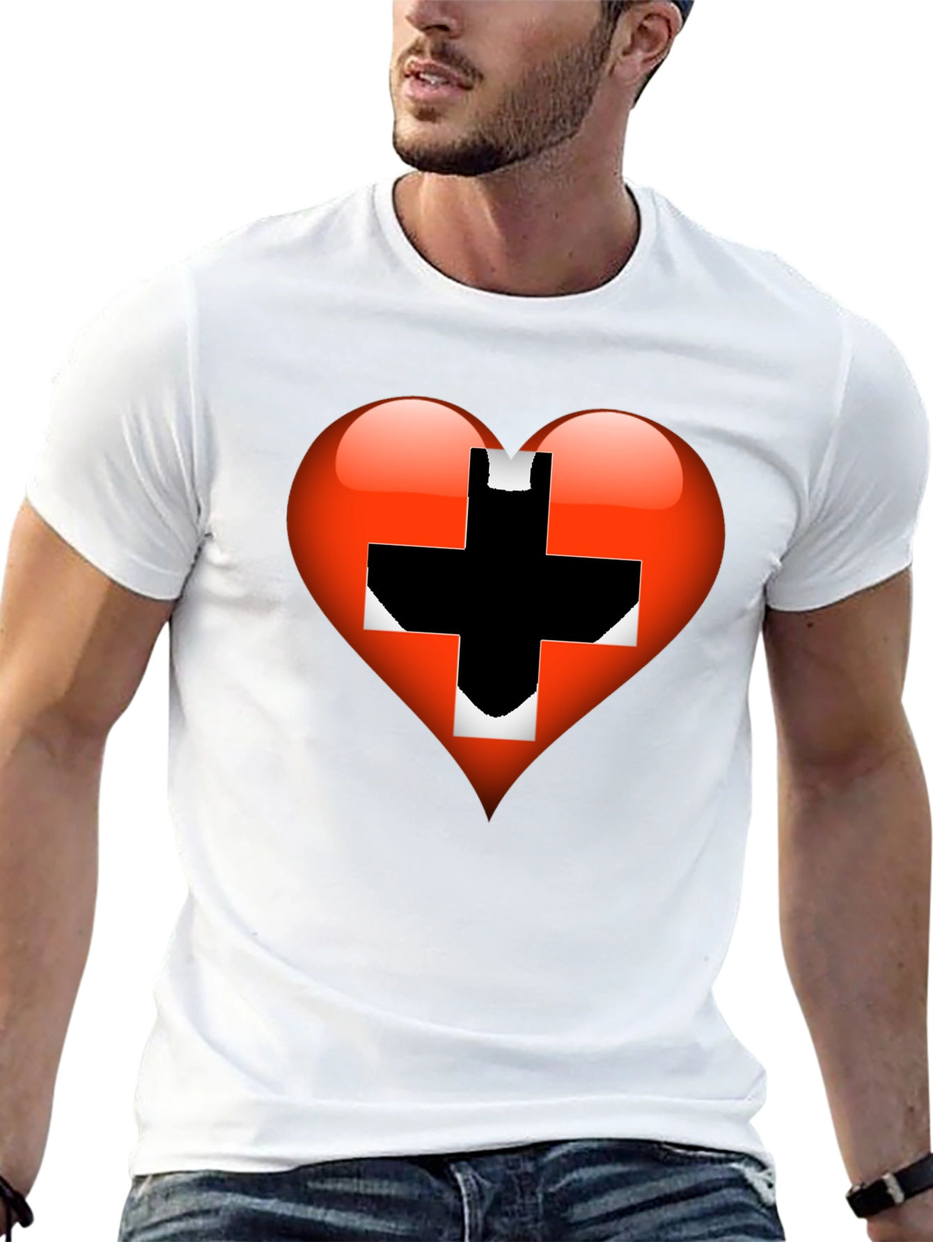 Heart Switzerland Flag Graphic Tee - Black