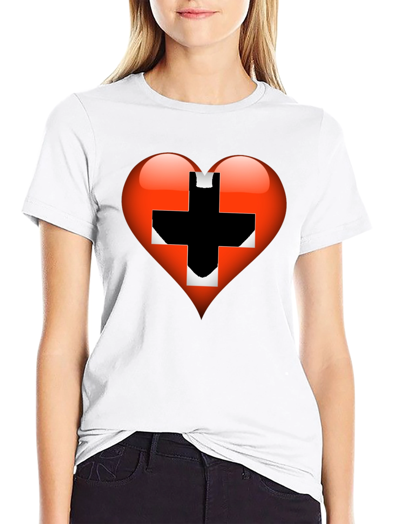 Heart Switzerland Flag Graphic Tee - Black