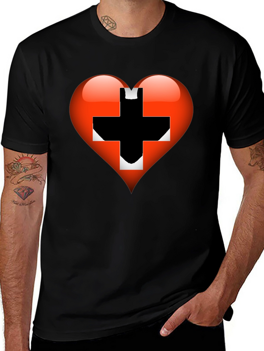 Heart Switzerland Flag Graphic Tee - Black