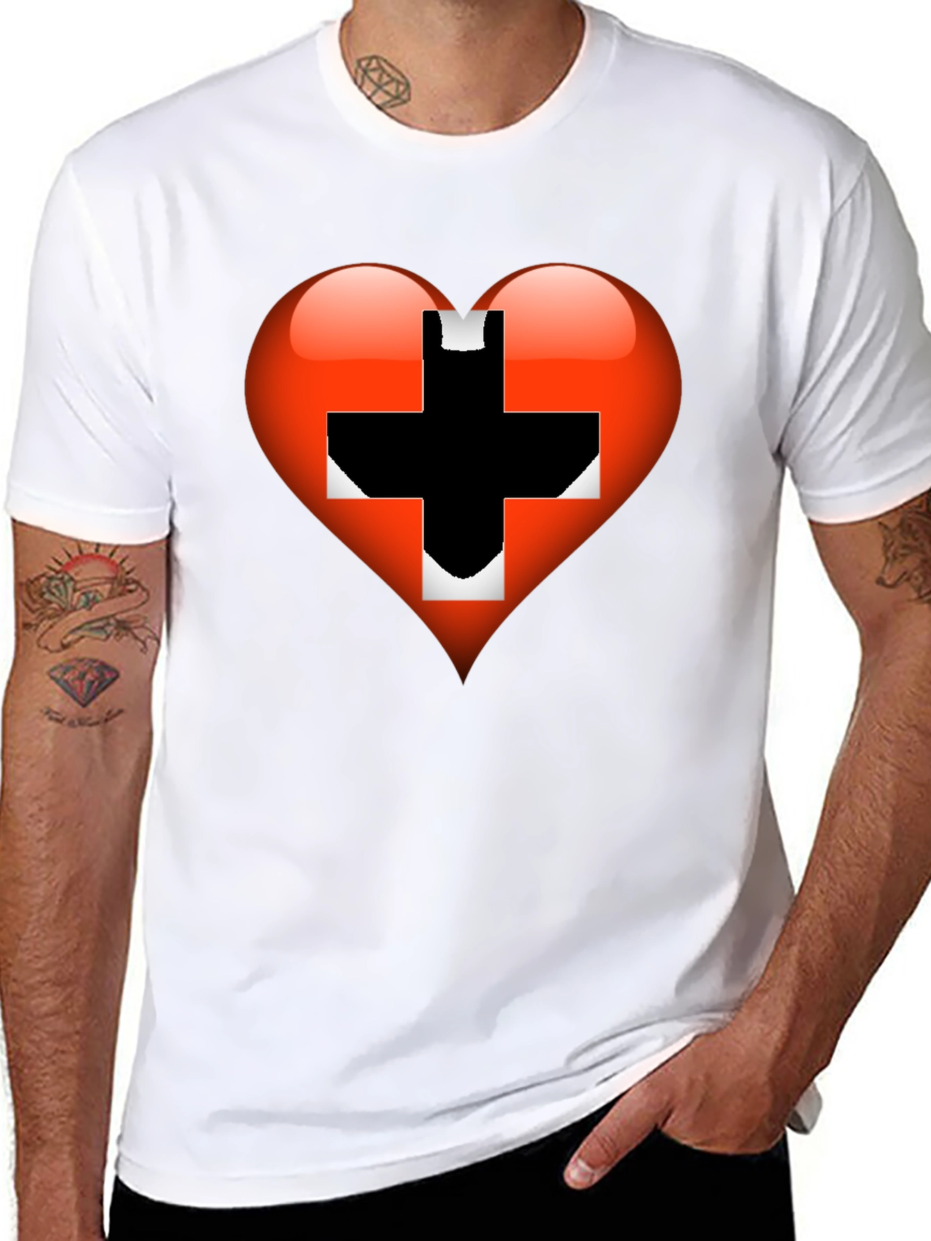 Heart Switzerland Flag Graphic Tee - Black