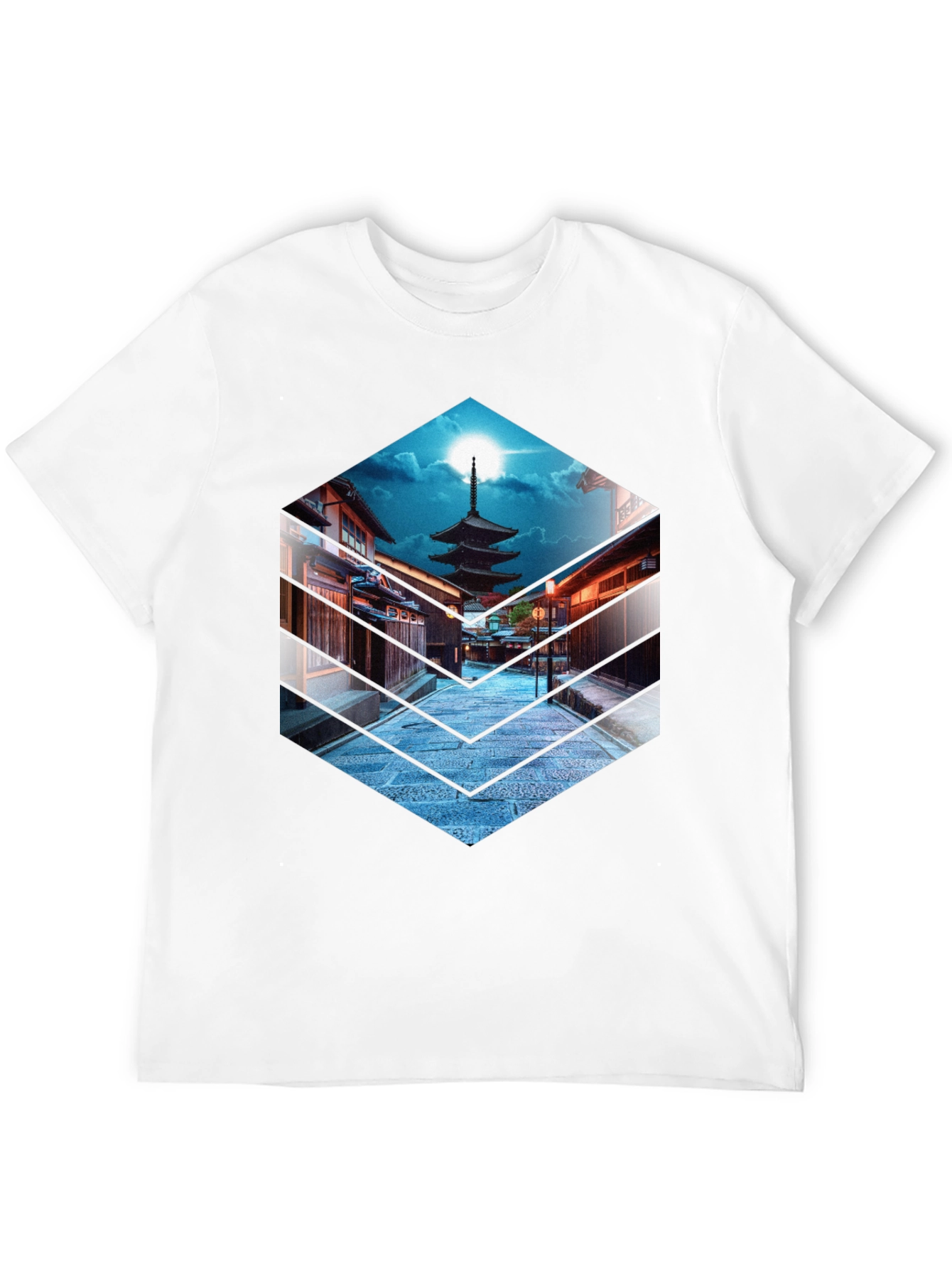 Japanese Pagoda Graphic Tee - Black Cotton T-Shirt