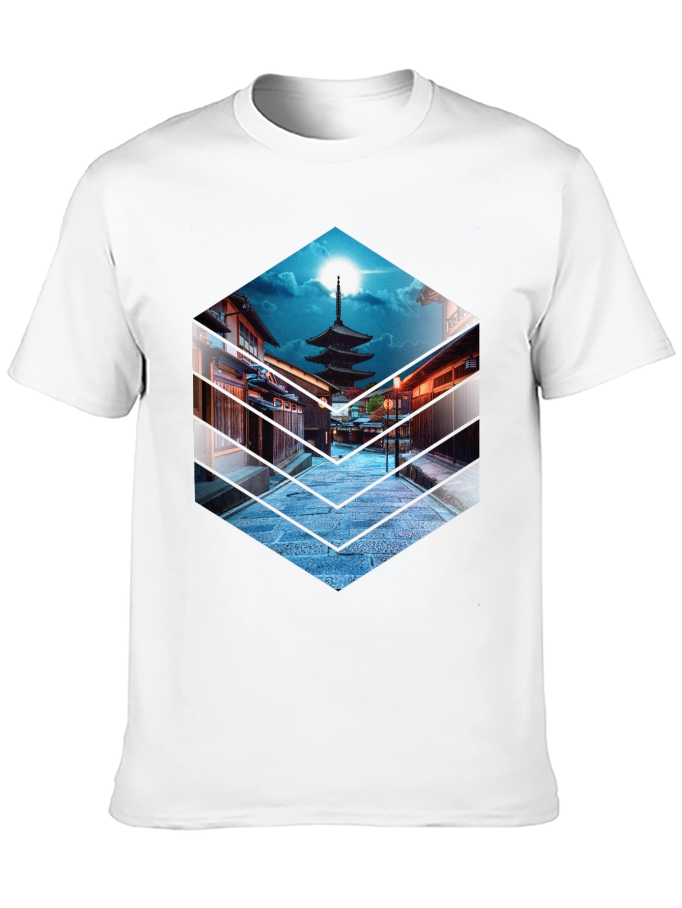 Japanese Pagoda Graphic Tee - Black Cotton T-Shirt