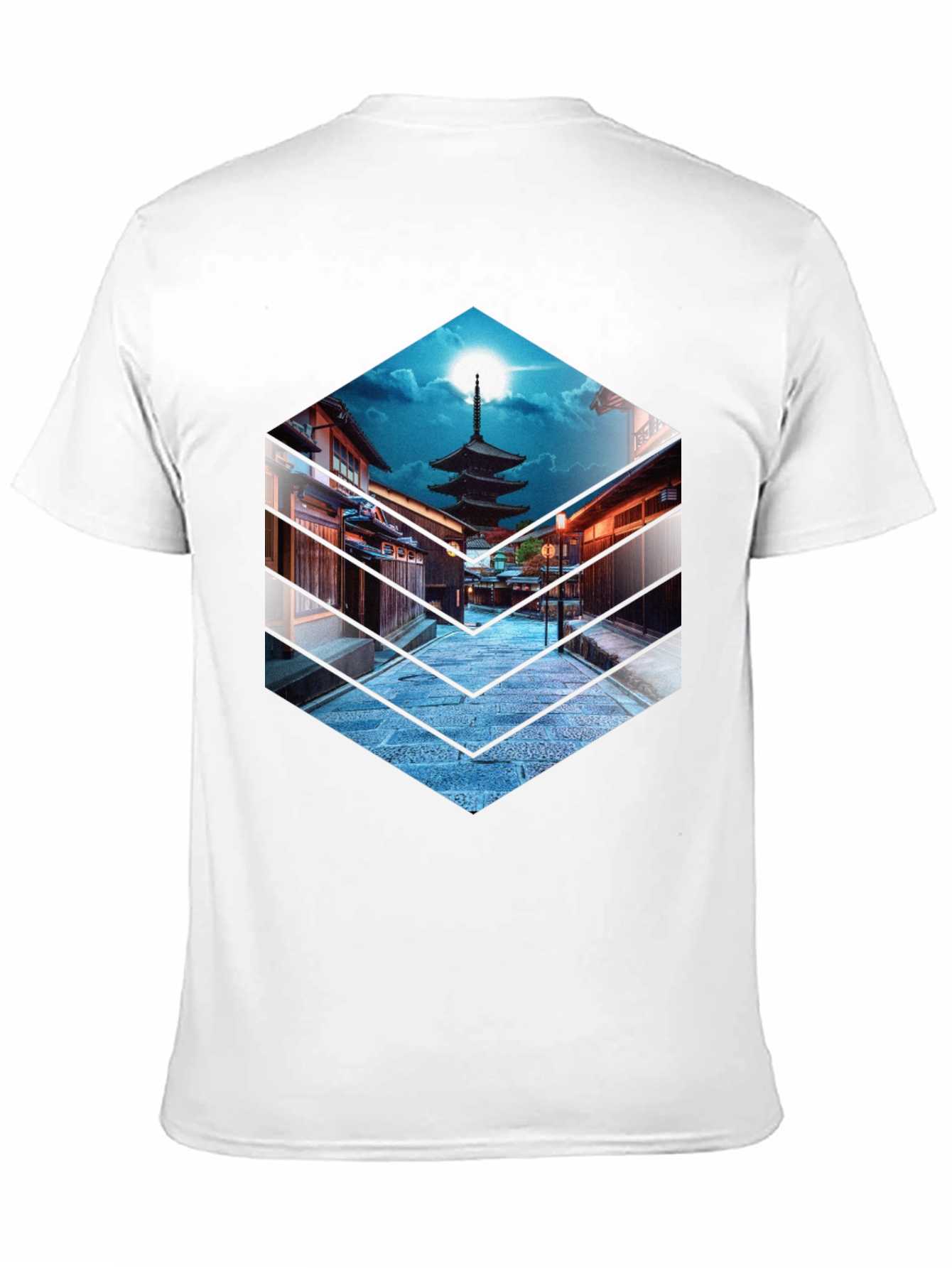 Japanese Pagoda Graphic Tee - Black Cotton T-Shirt