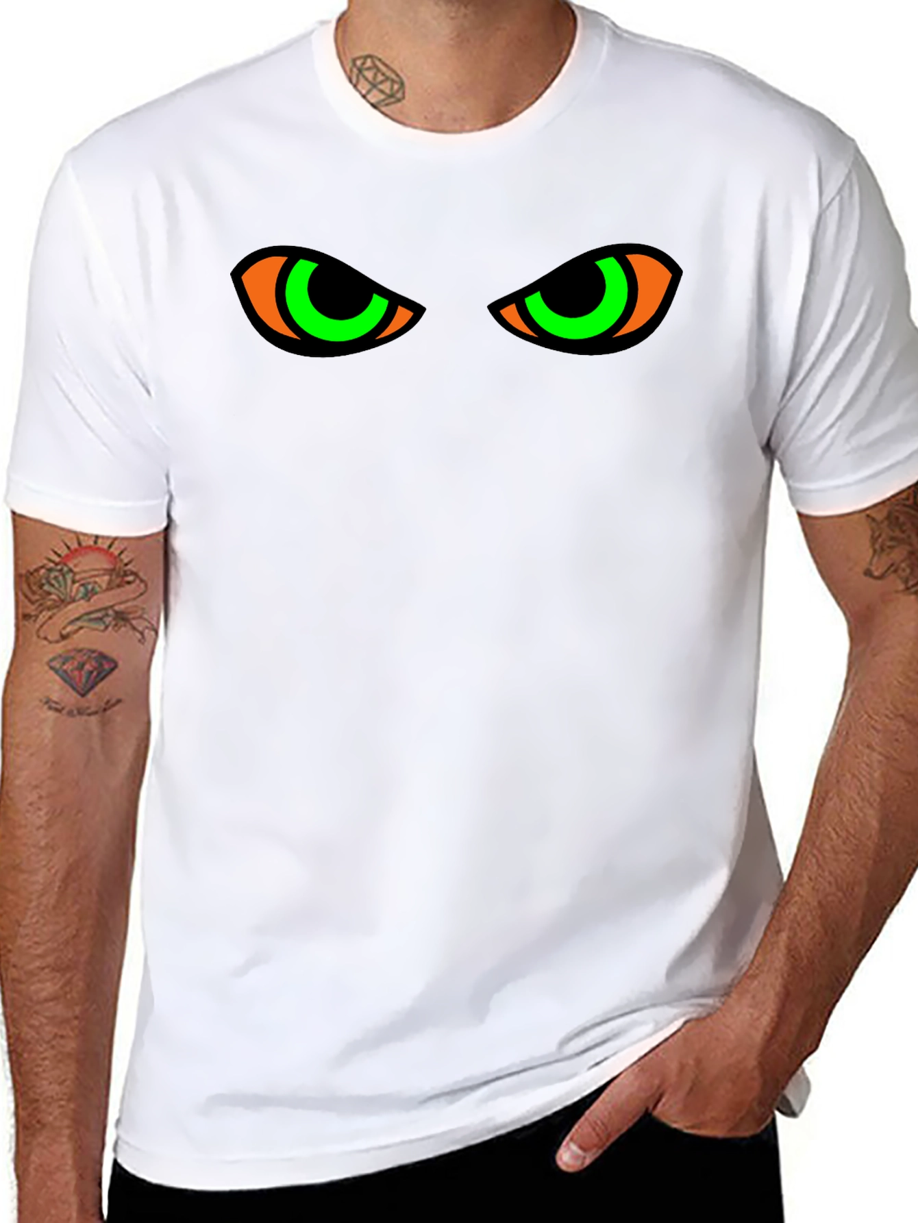 Glow Eyes T-Shirt: Mens Black Spooky Graphic Tee