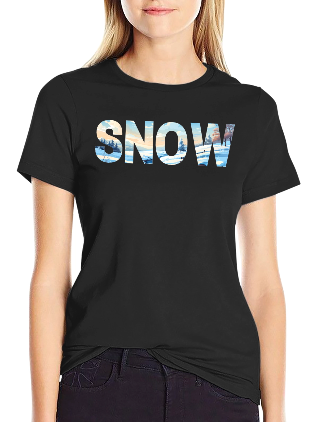 Snow Graphic Print Tee - Winter Landscape Design