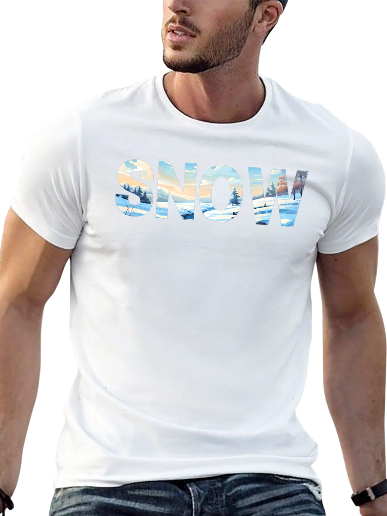 Snow Graphic Print Tee - Winter Landscape Design