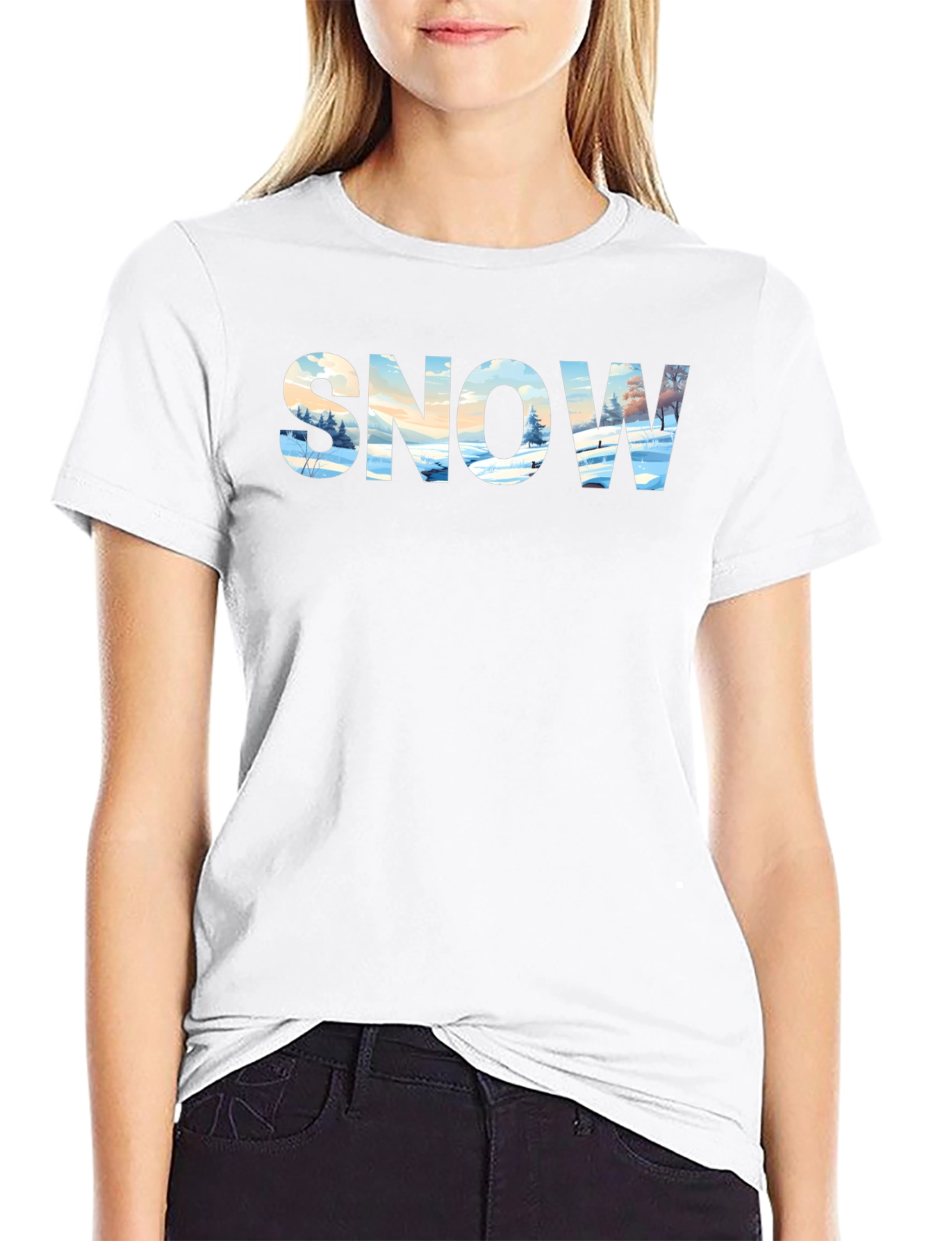 Snow Graphic Print Tee - Winter Landscape Design
