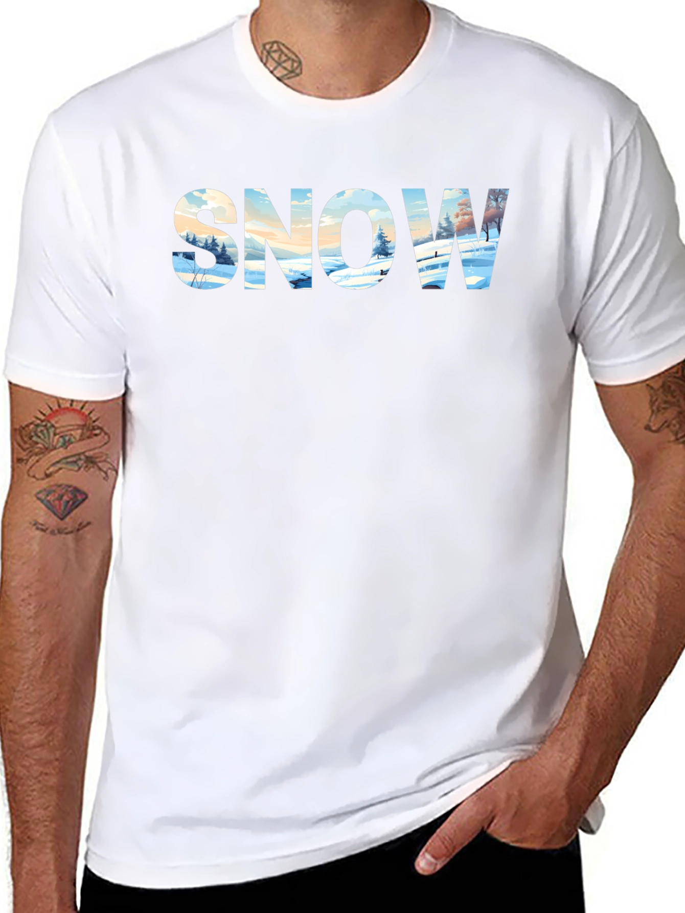Snow Graphic Print Tee - Winter Landscape Design