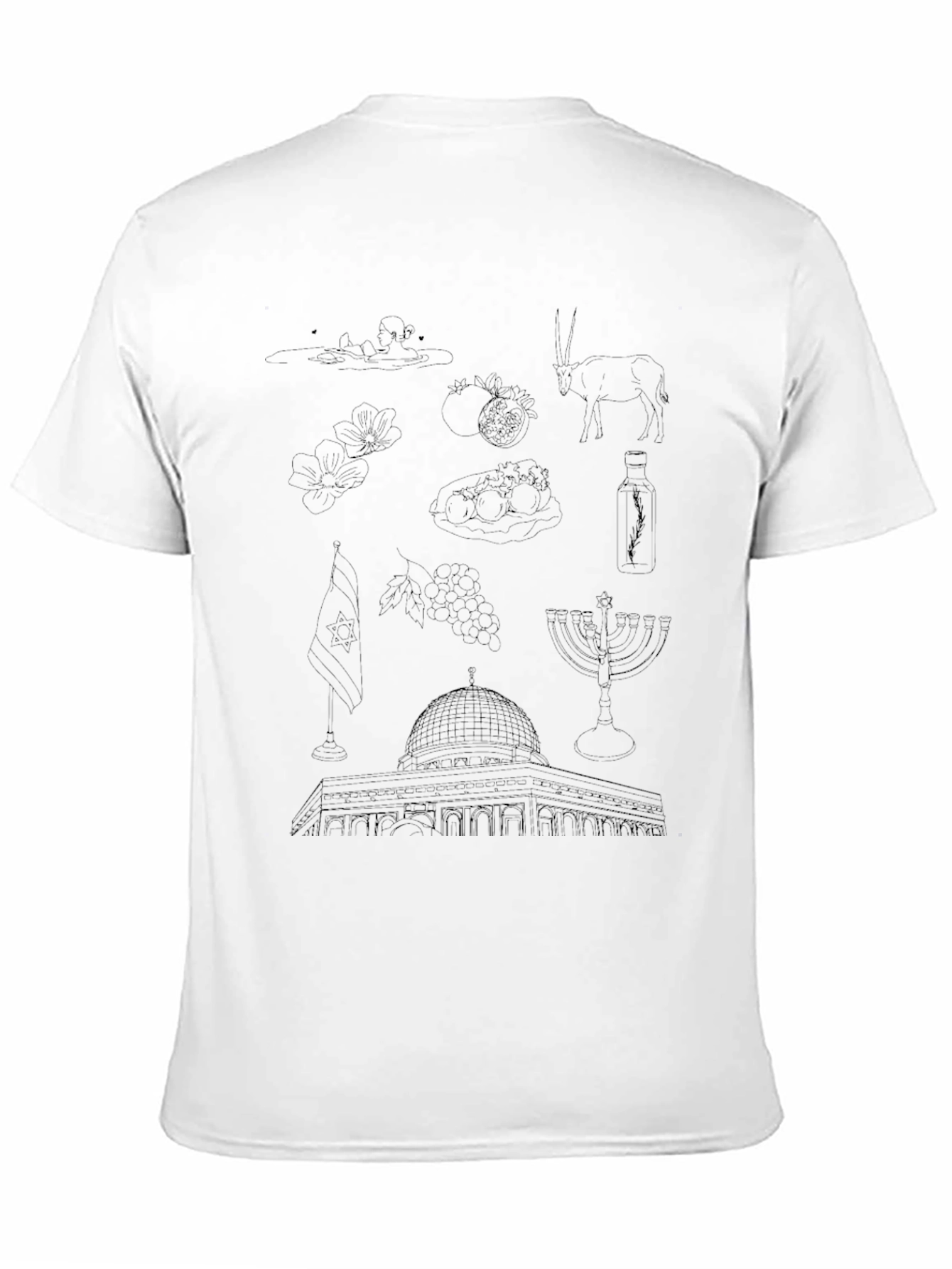 Israel Outline Art Black T-Shirt