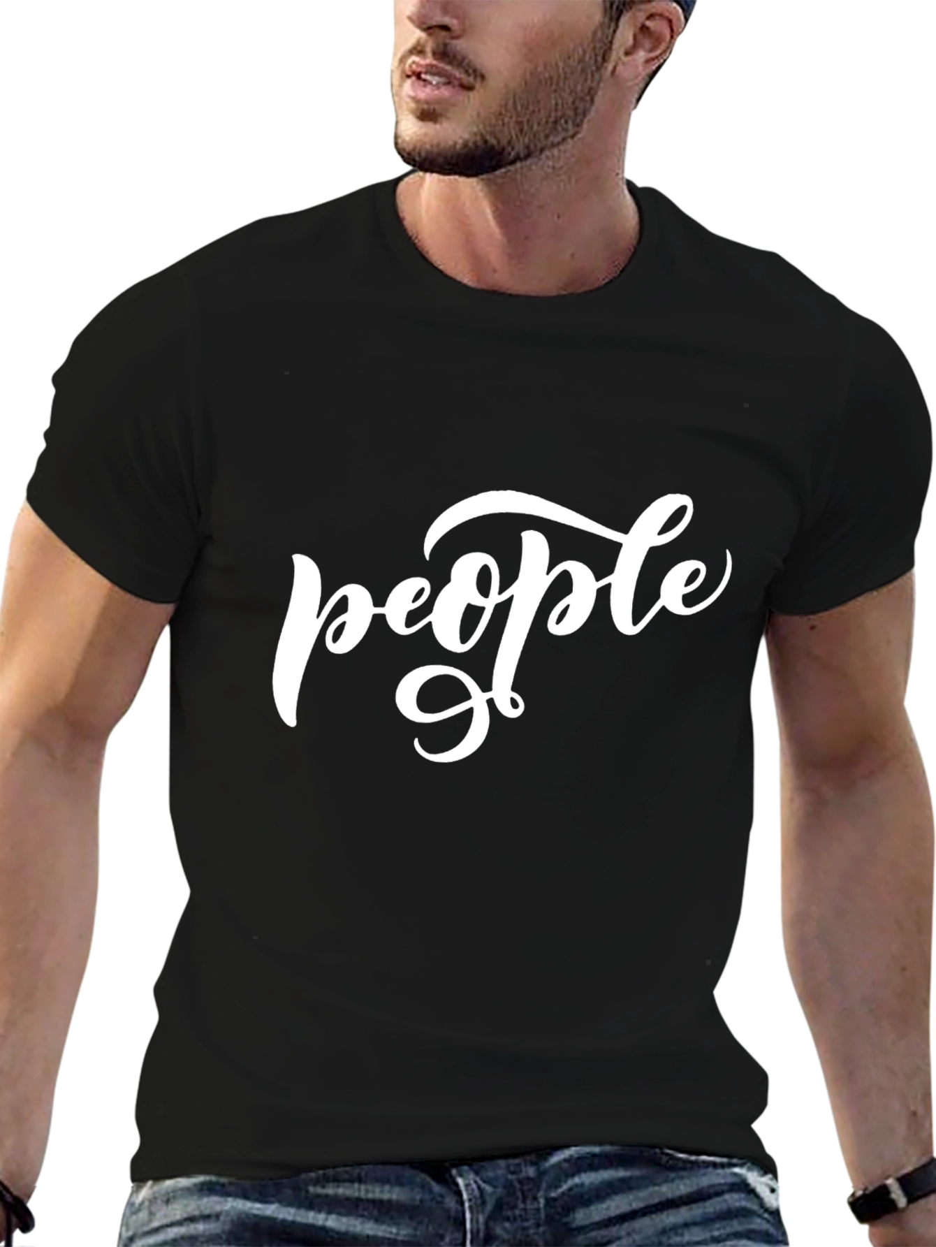 People Graphic T-Shirt - Casual Black Tee