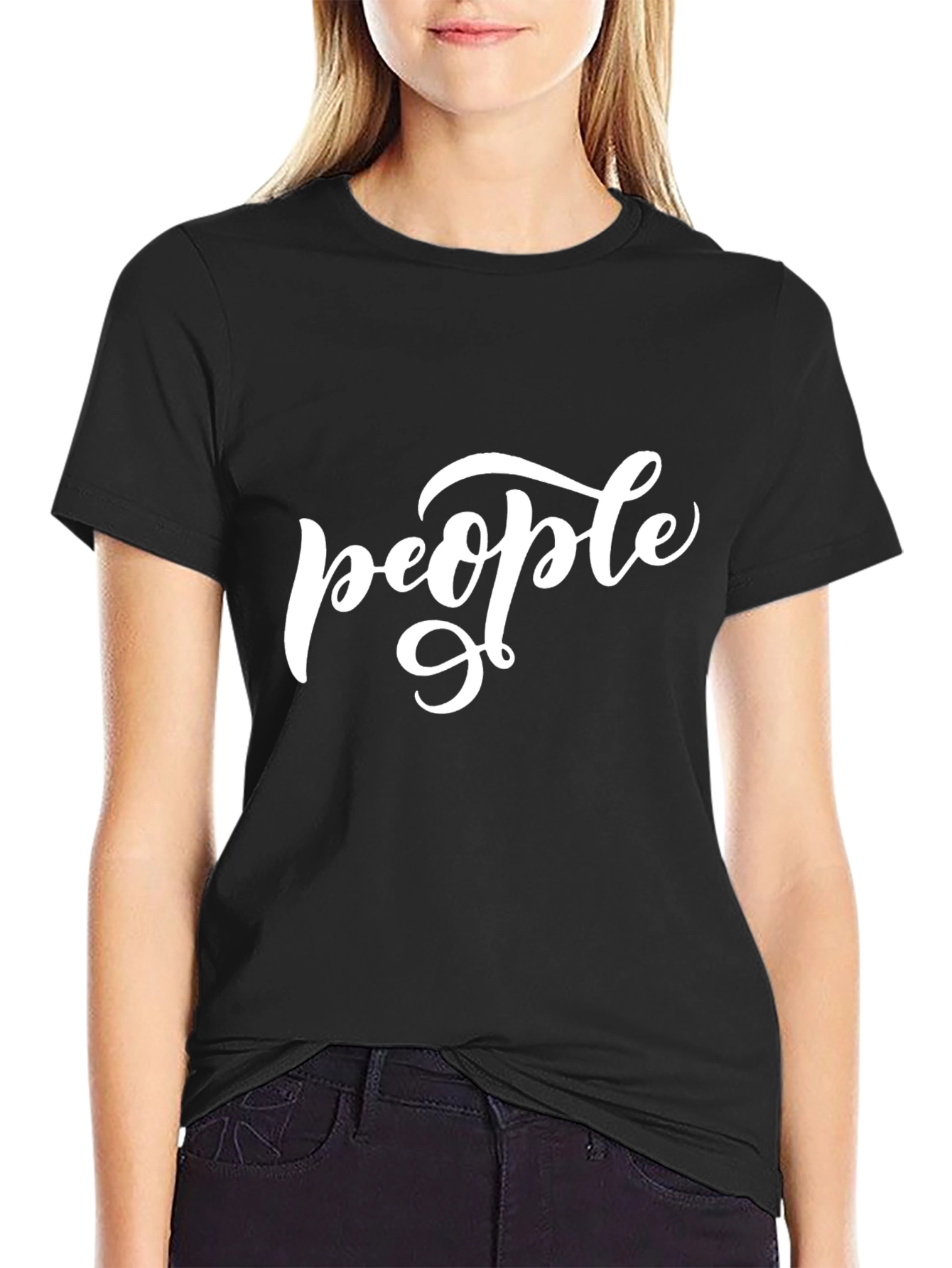 People Graphic T-Shirt - Casual Black Tee