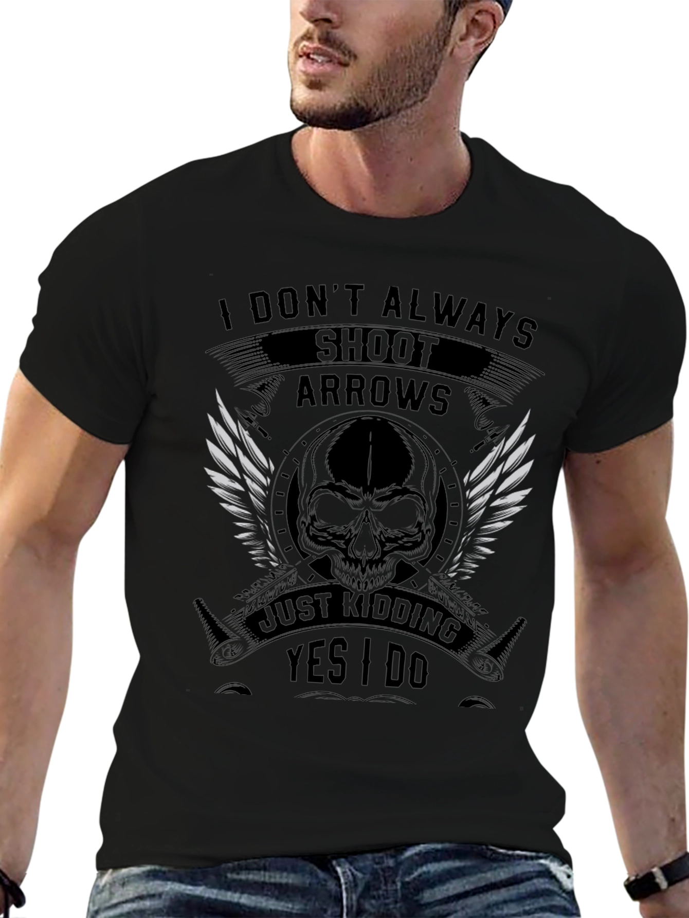 Skull & Arrows Graphic T-Shirt - Black