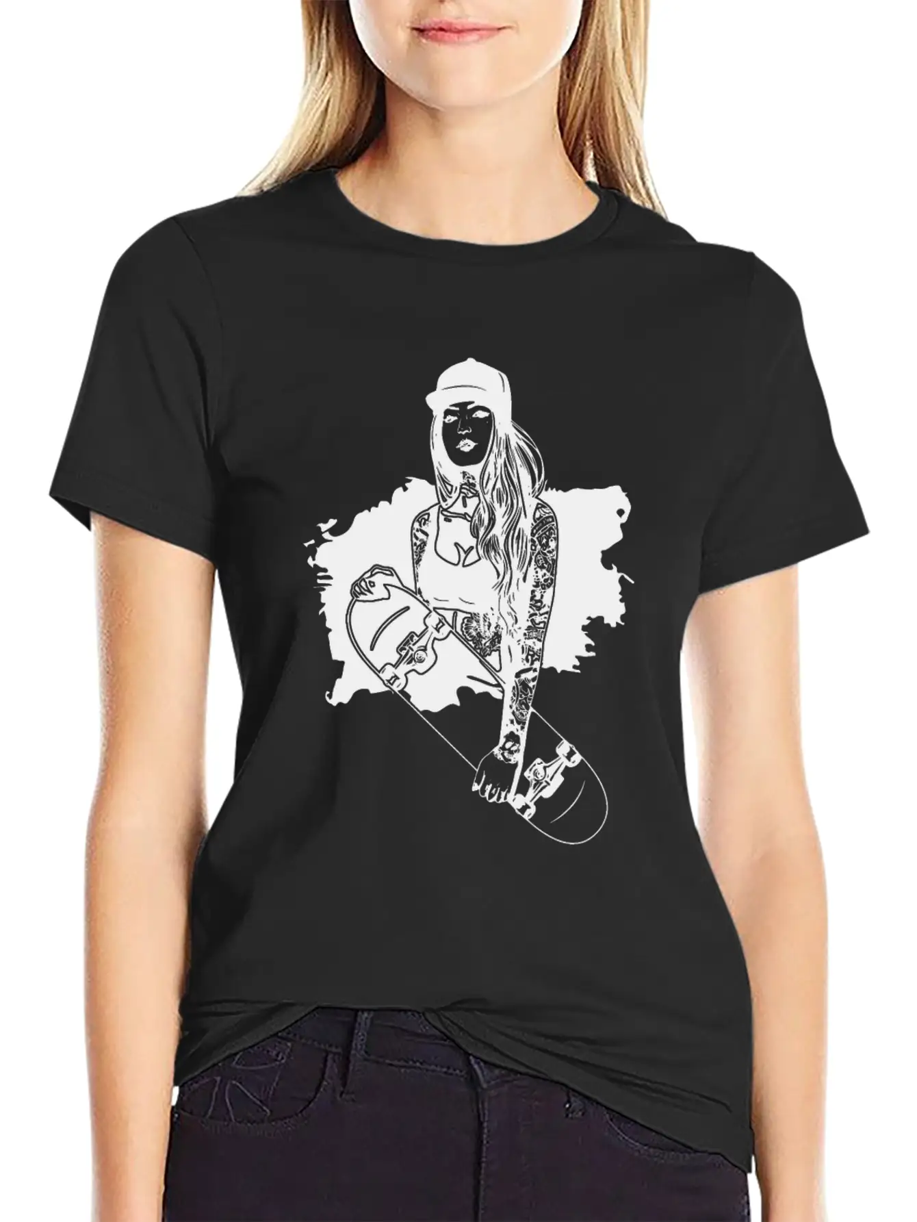 Skater Girl Skateboard Skateboarding Skateboarder Unisex Casual T-Shirt – Clean Design For Daily Comfort