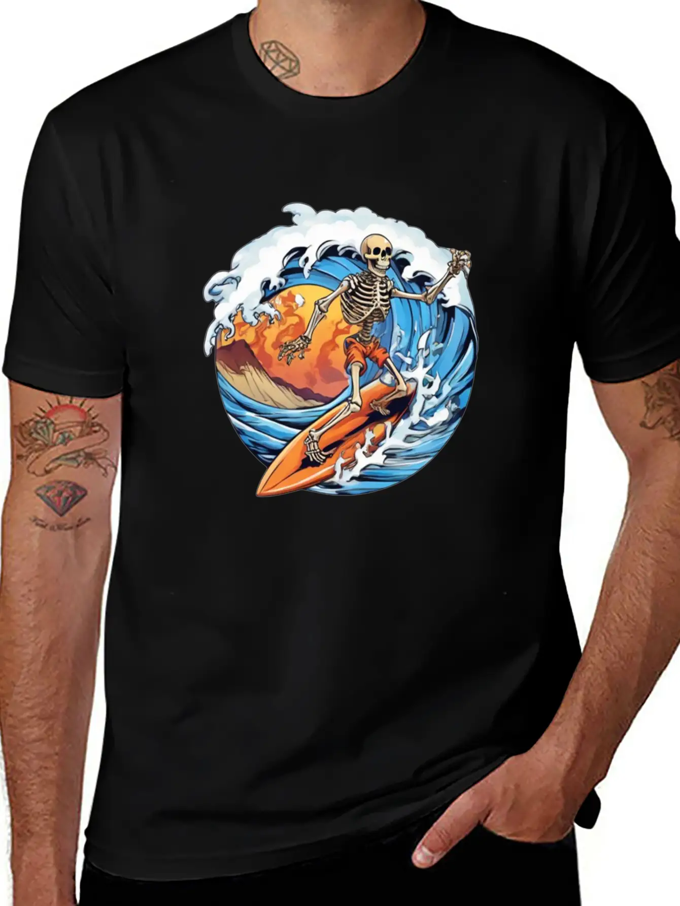 Skeleton Surfing Unisex Casual T-Shirt – Clean Design For Daily Comfort
