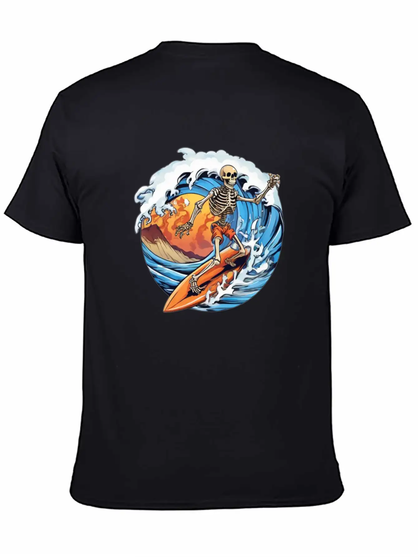 Skeleton Surfing Unisex Casual T-Shirt – Clean Design For Daily Comfort