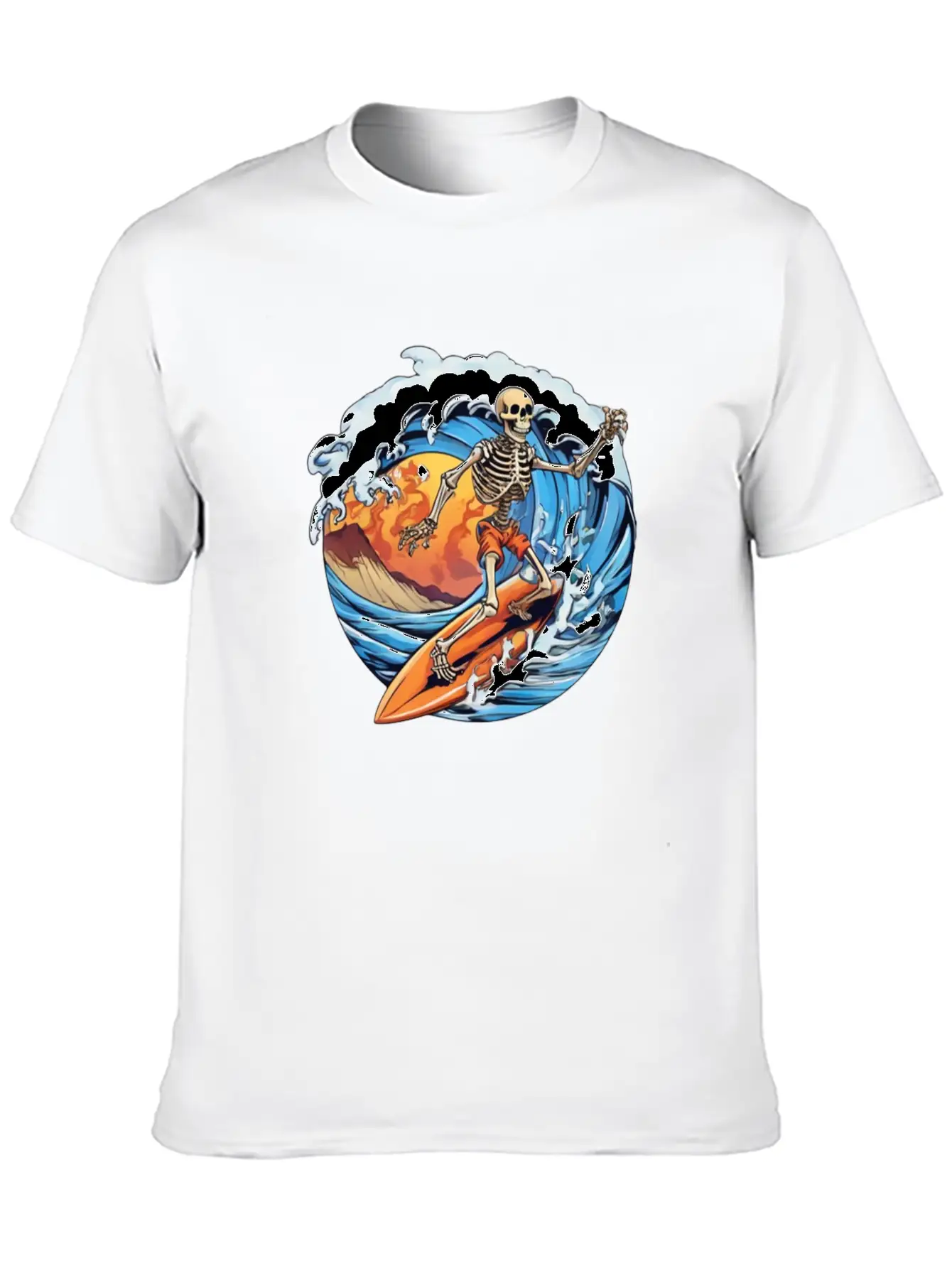 Skeleton Surfing Unisex Casual T-Shirt – Clean Design For Daily Comfort
