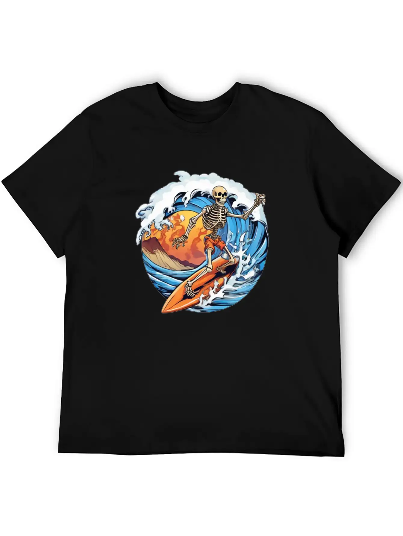 Skeleton Surfing Unisex Casual T-Shirt – Clean Design For Daily Comfort