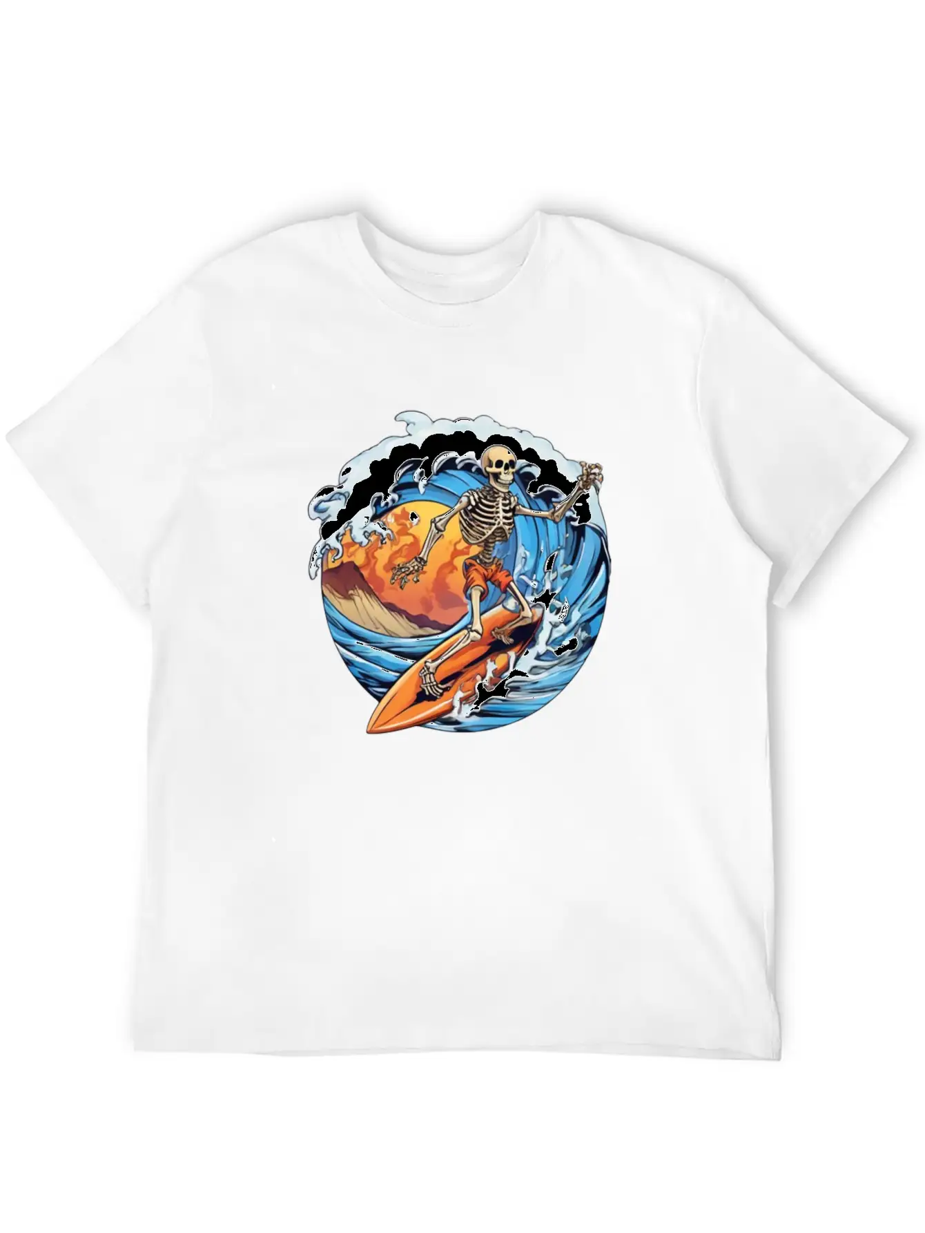 Skeleton Surfing Unisex Casual T-Shirt – Clean Design For Daily Comfort