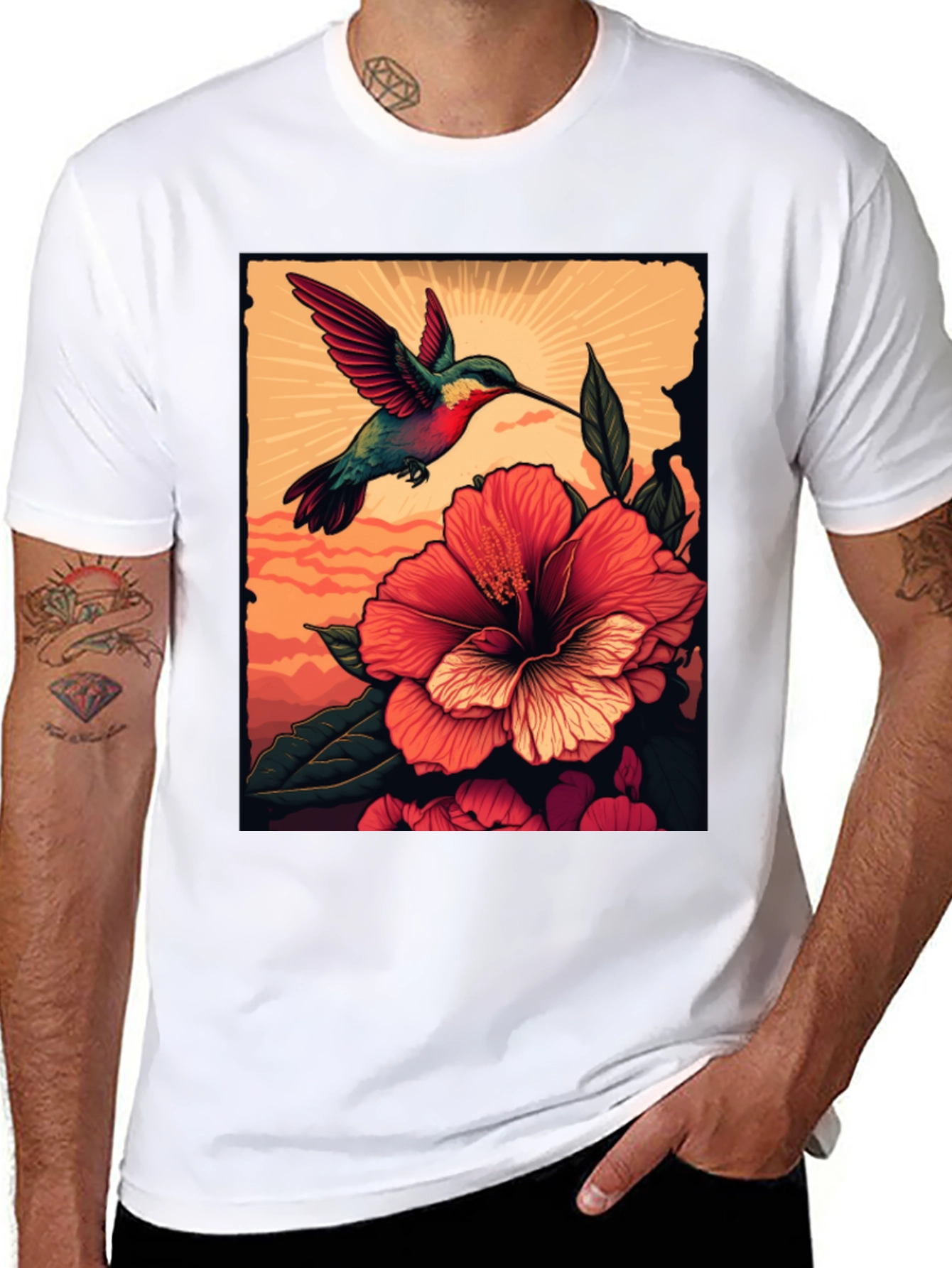 Hummingbird & Hibiscus Graphic Tee