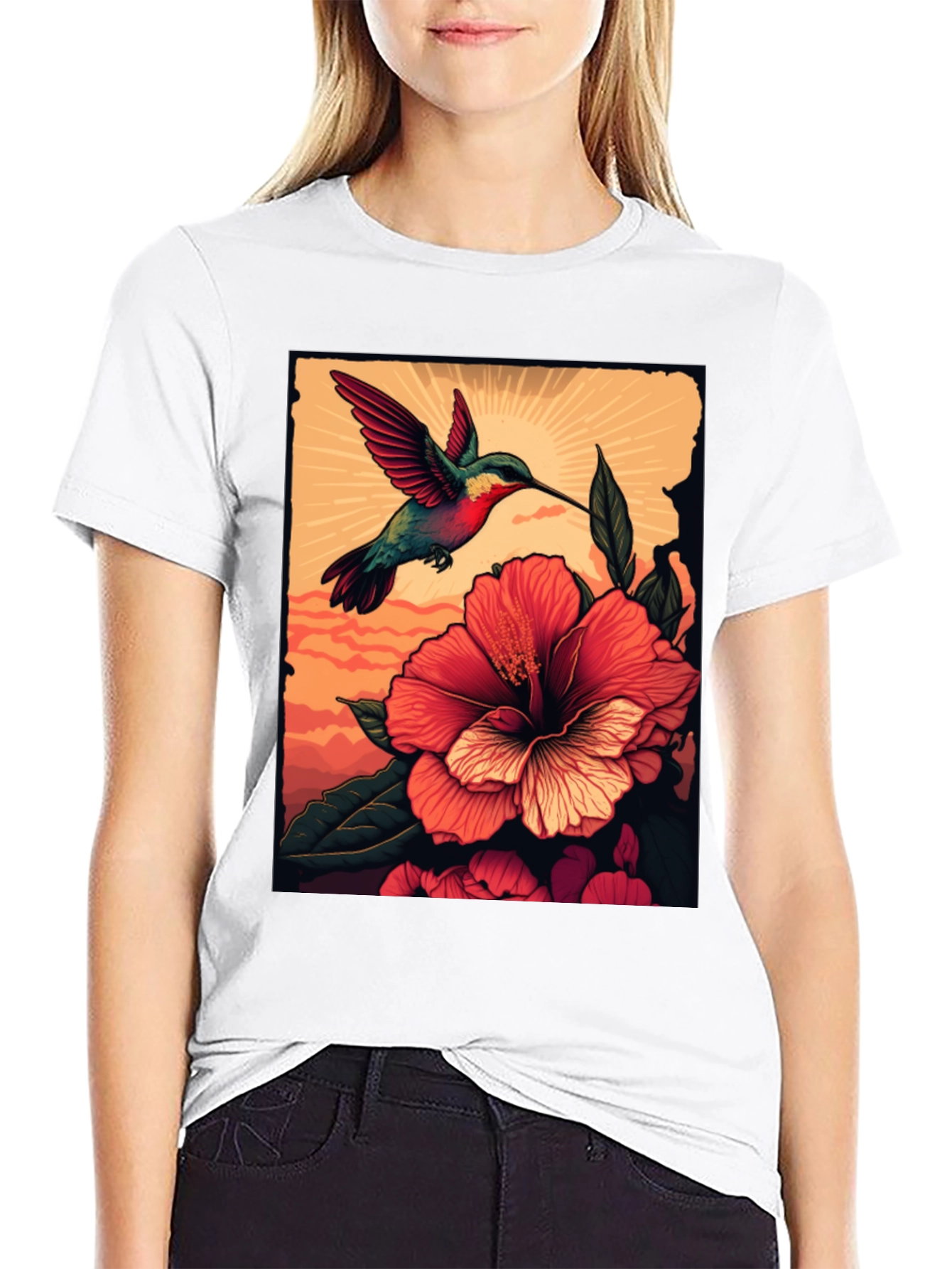 Hummingbird & Hibiscus Graphic Tee