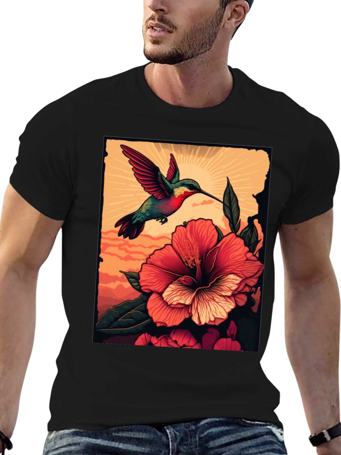 Hummingbird & Hibiscus Graphic Tee