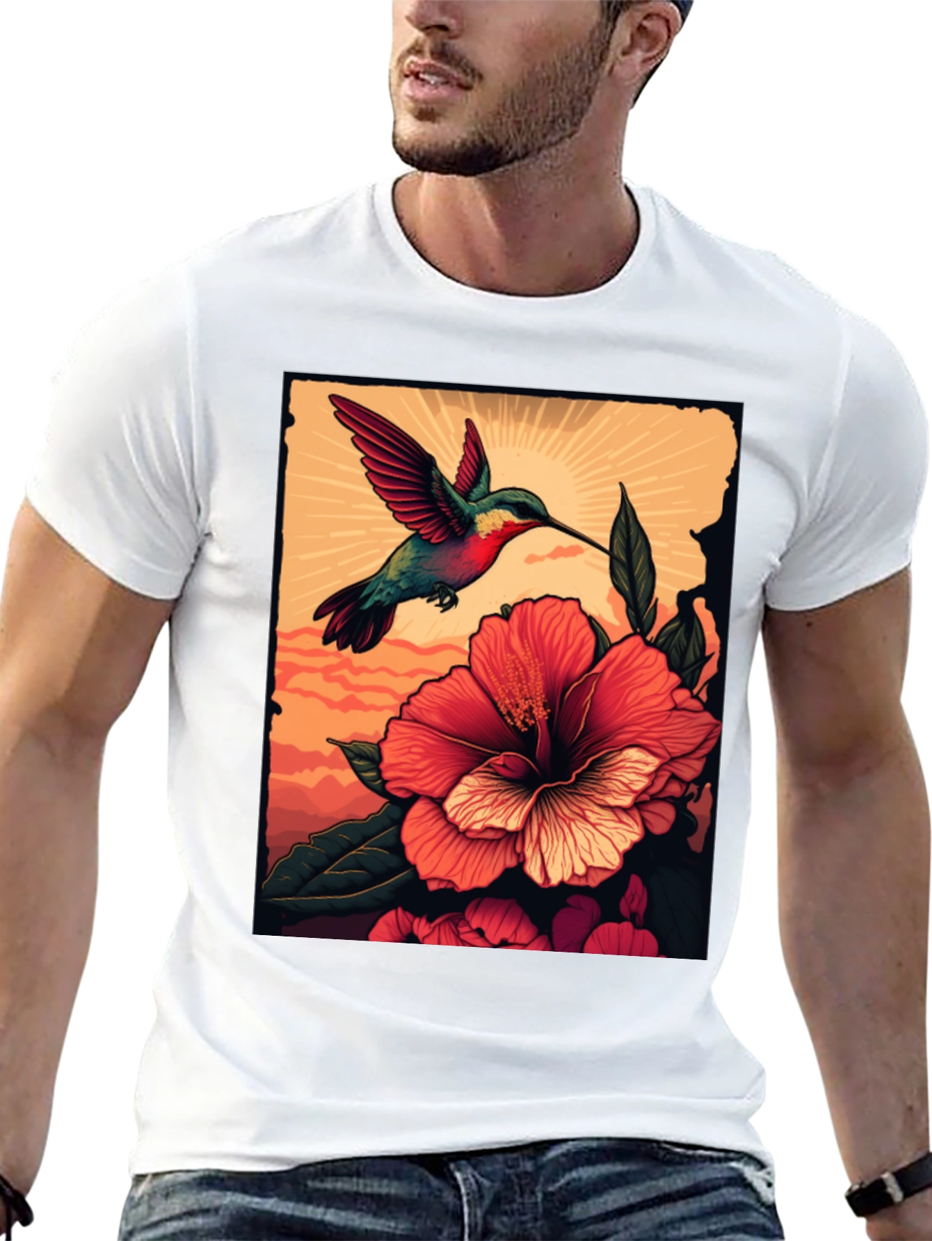 Hummingbird & Hibiscus Graphic Tee