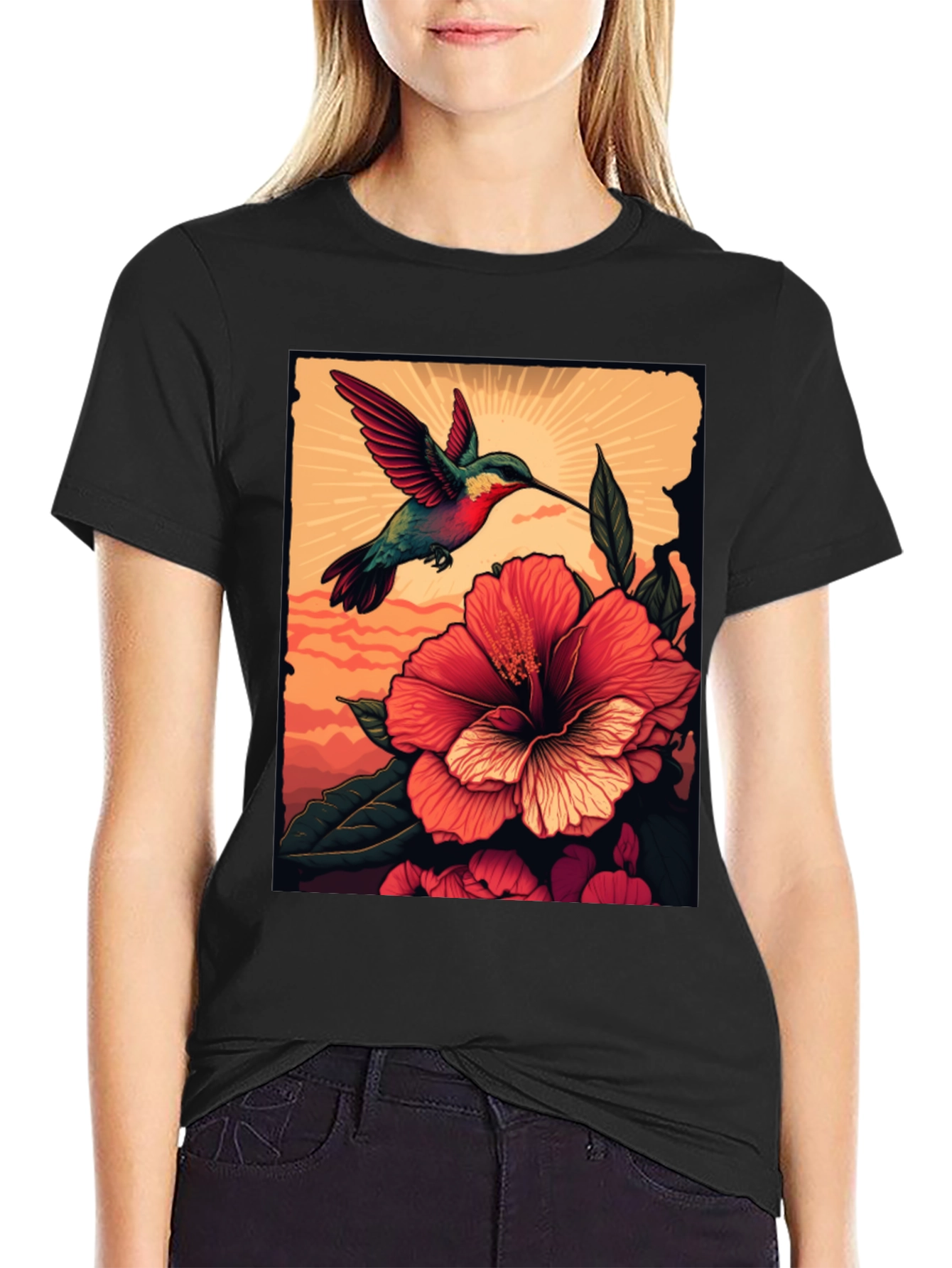 Hummingbird & Hibiscus Graphic Tee