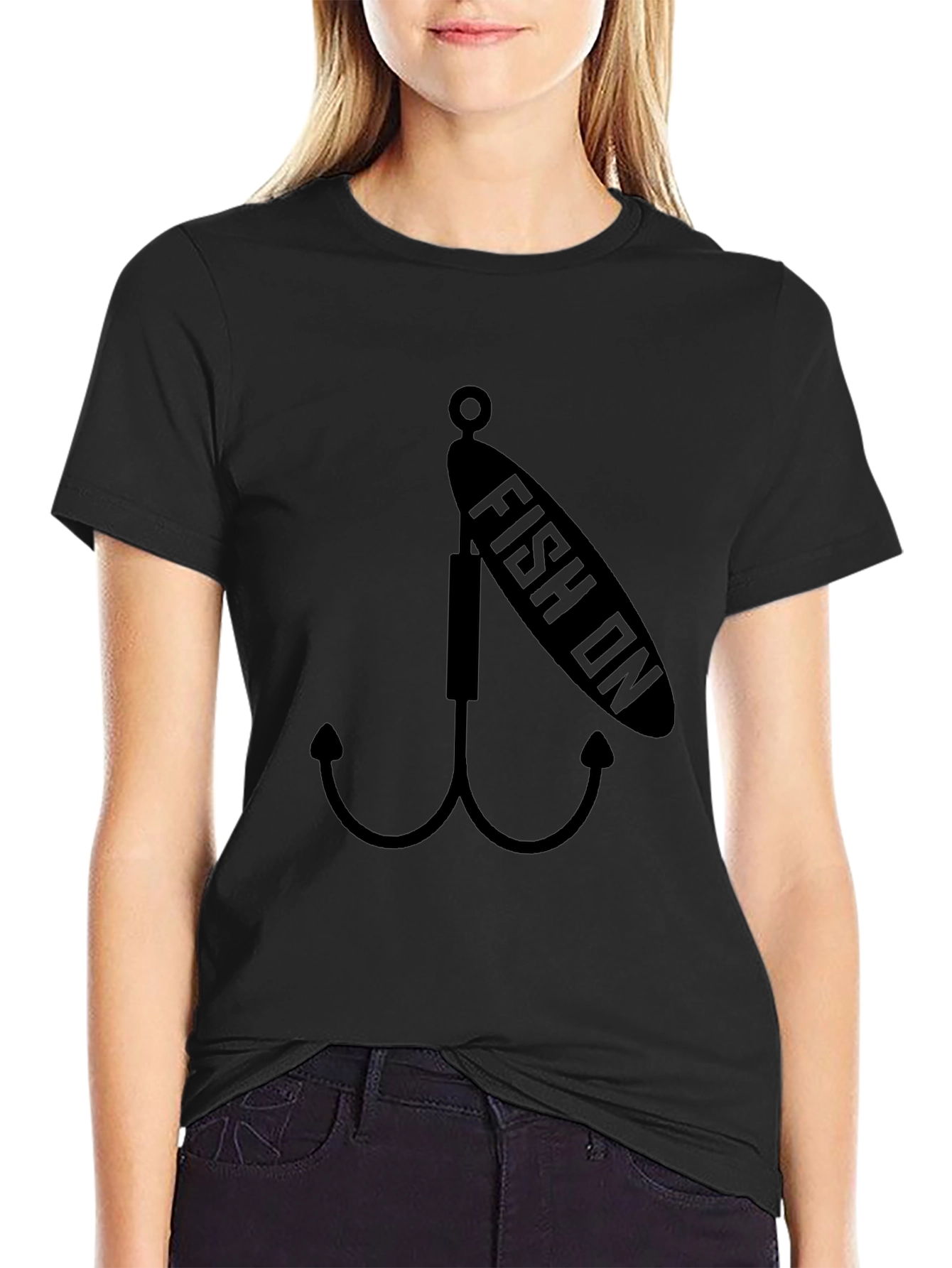 Fish On Lure Graphic Tee - Black Cotton Blend