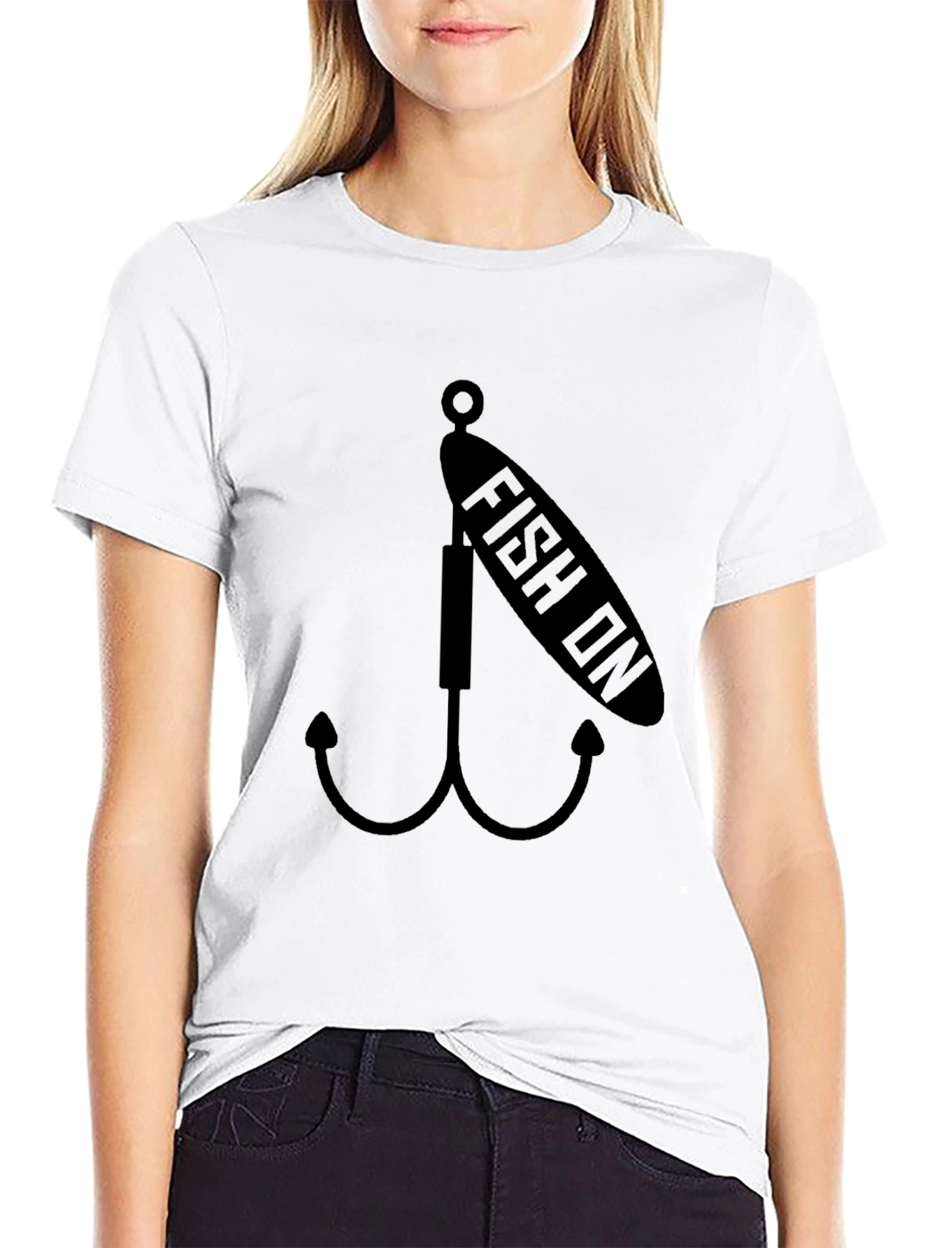Fish On Lure Graphic Tee - Black Cotton Blend