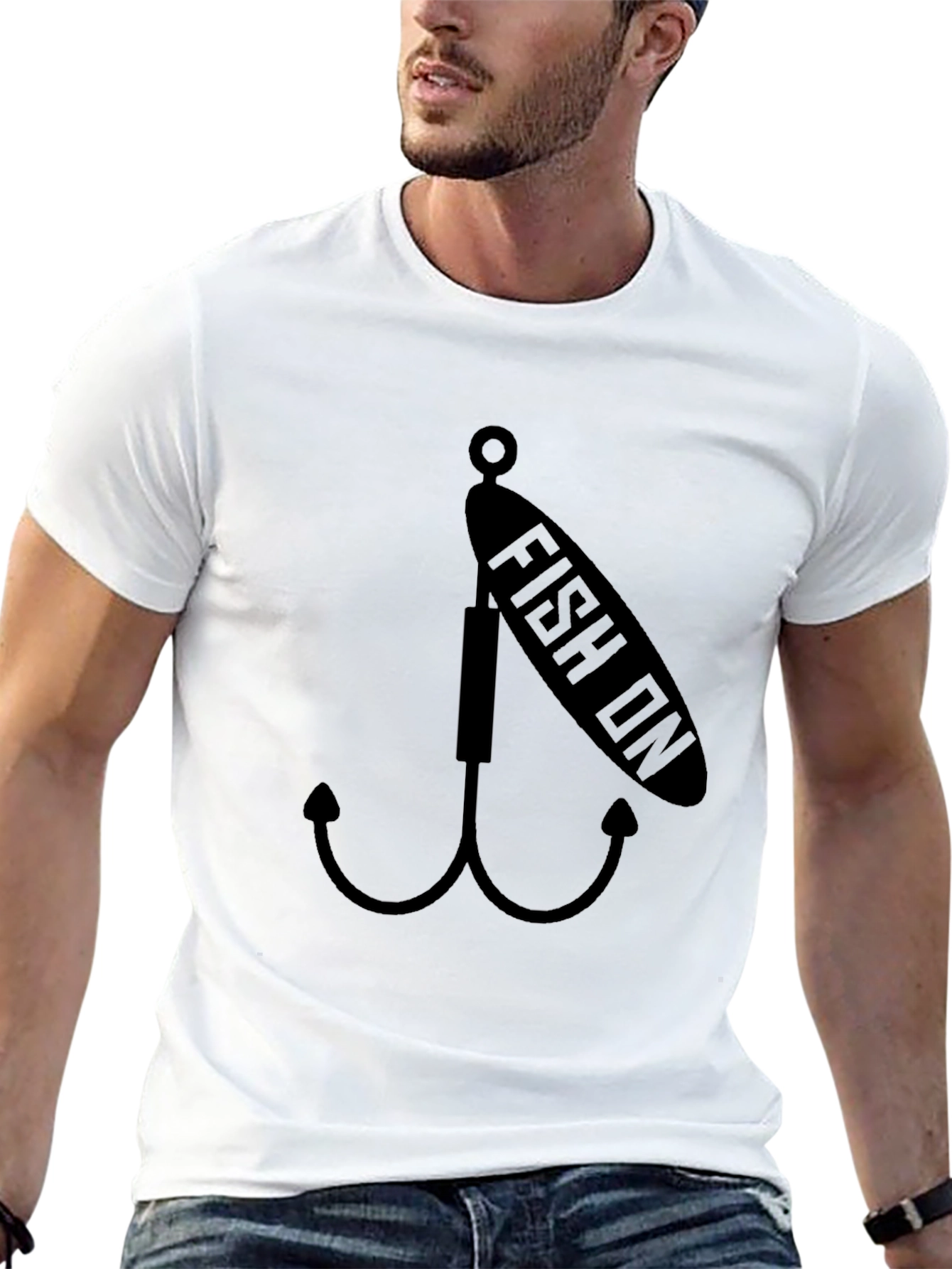 Fish On Lure Graphic Tee - Black Cotton Blend