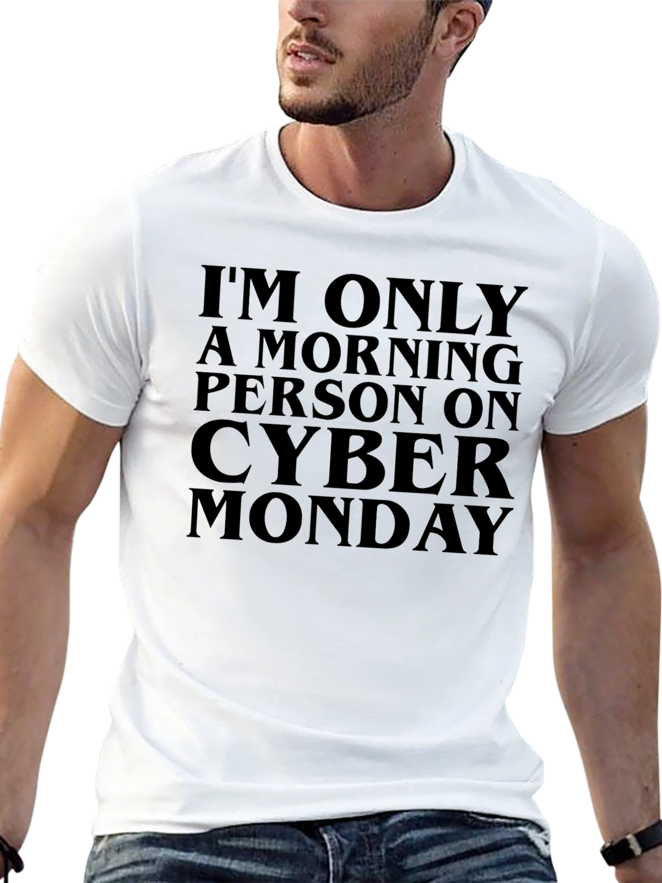 Cyber Monday Morning Person Black T-Shirt