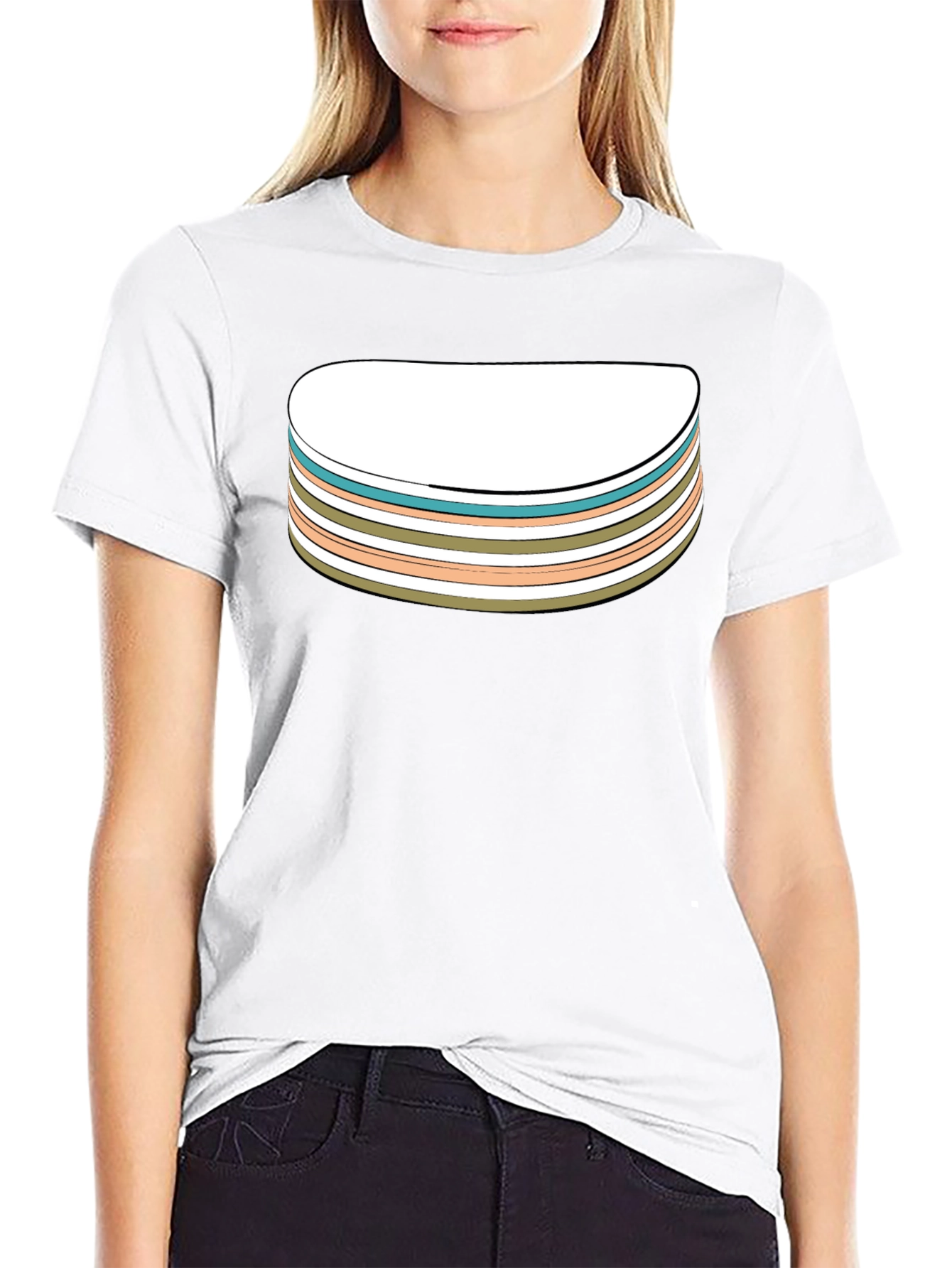 Retro Striped Stack Graphic Tee - Black