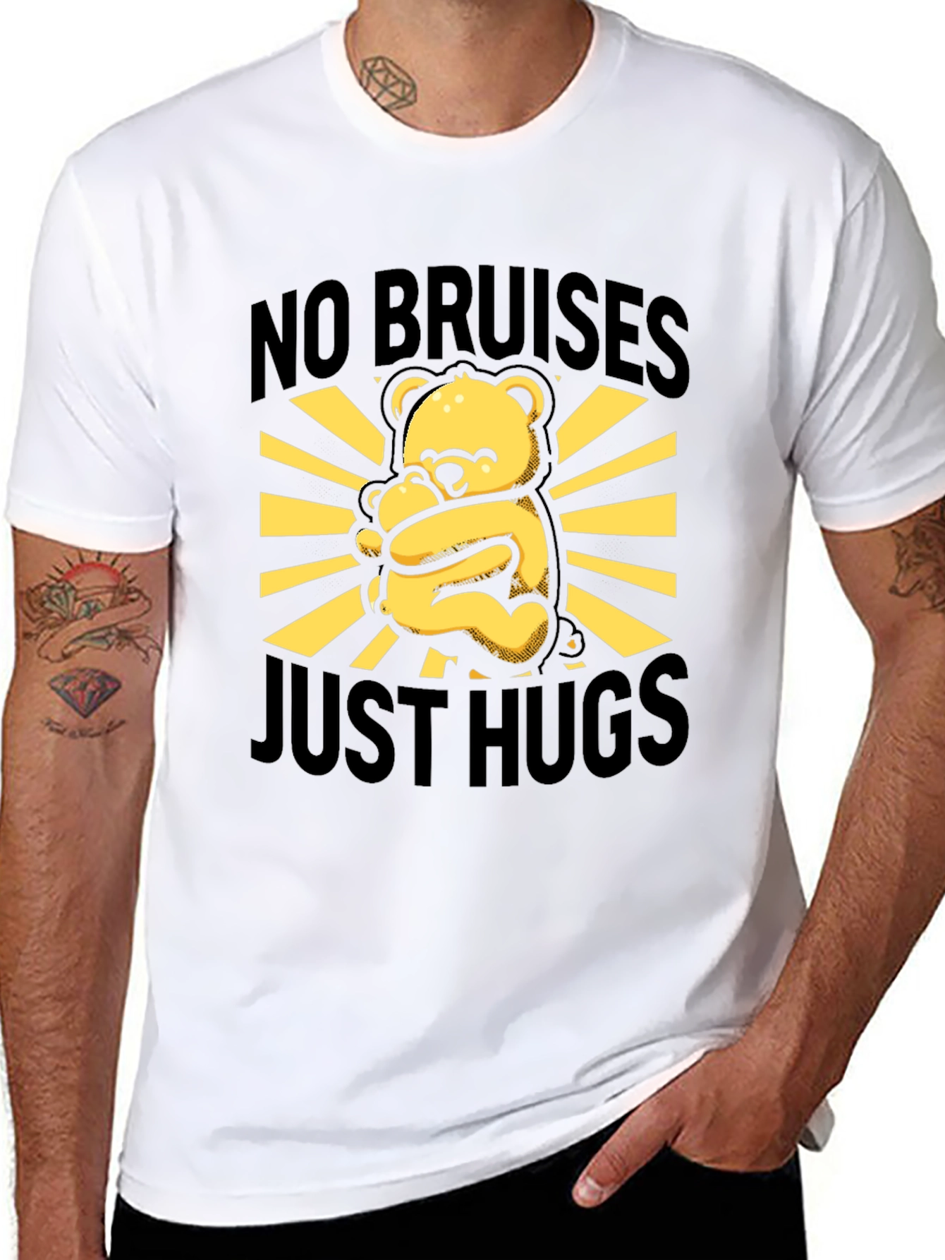 No Bruises Just Hugs Bear Graphic Tee