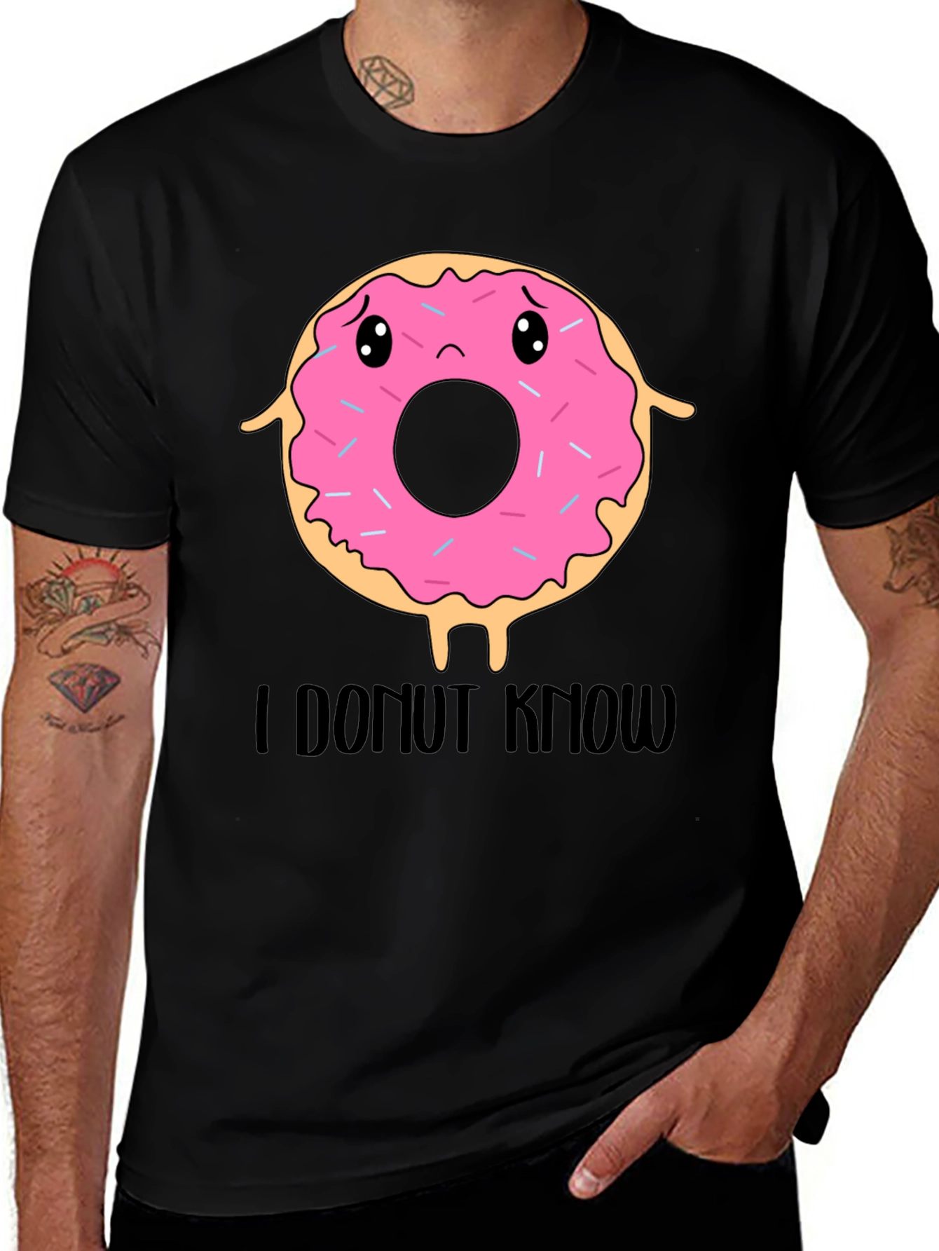 Funny I Donut Know T-Shirt - Black