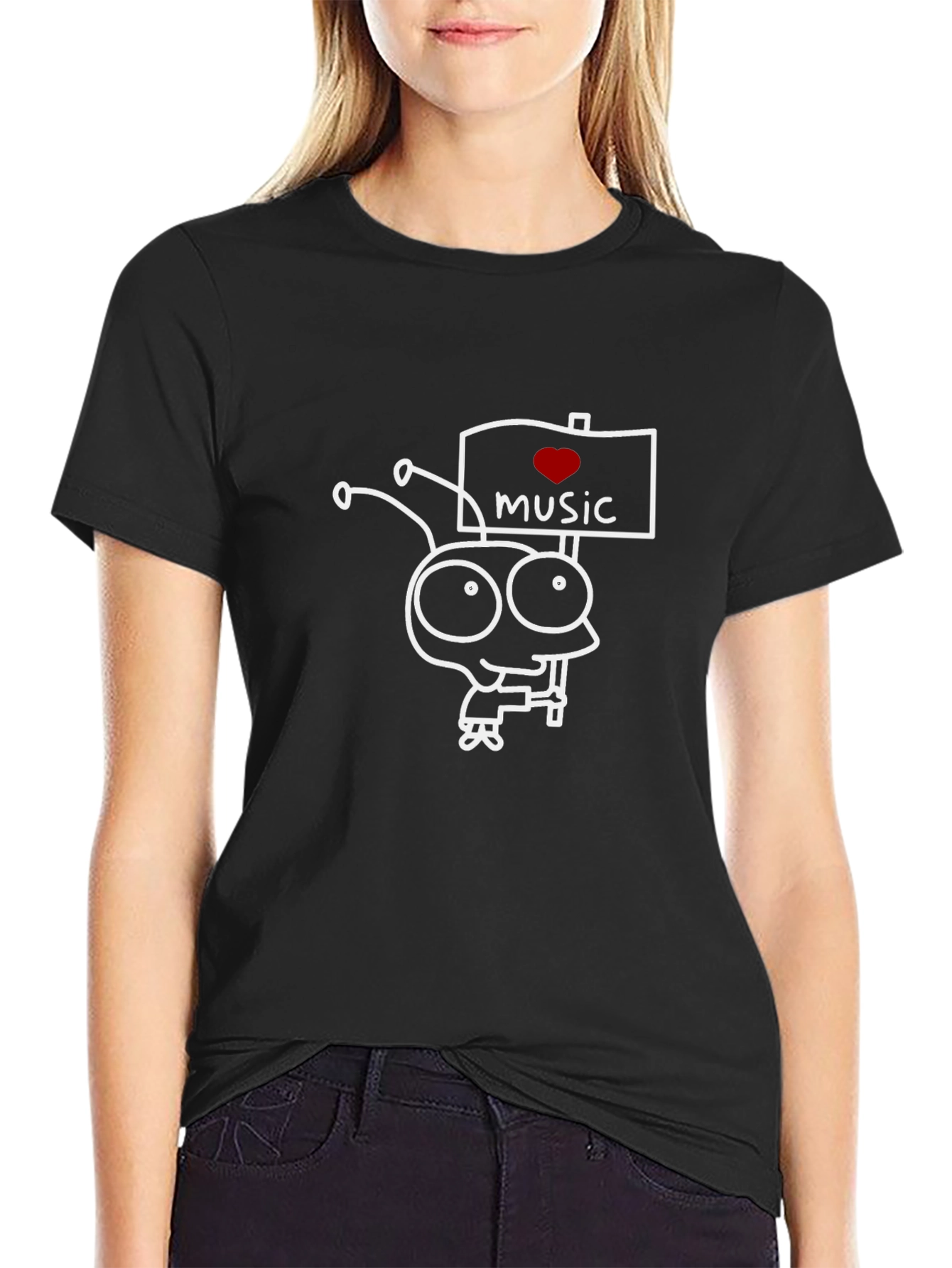 Love Music Graphic Tee - Black Cotton Casual T-Shirt