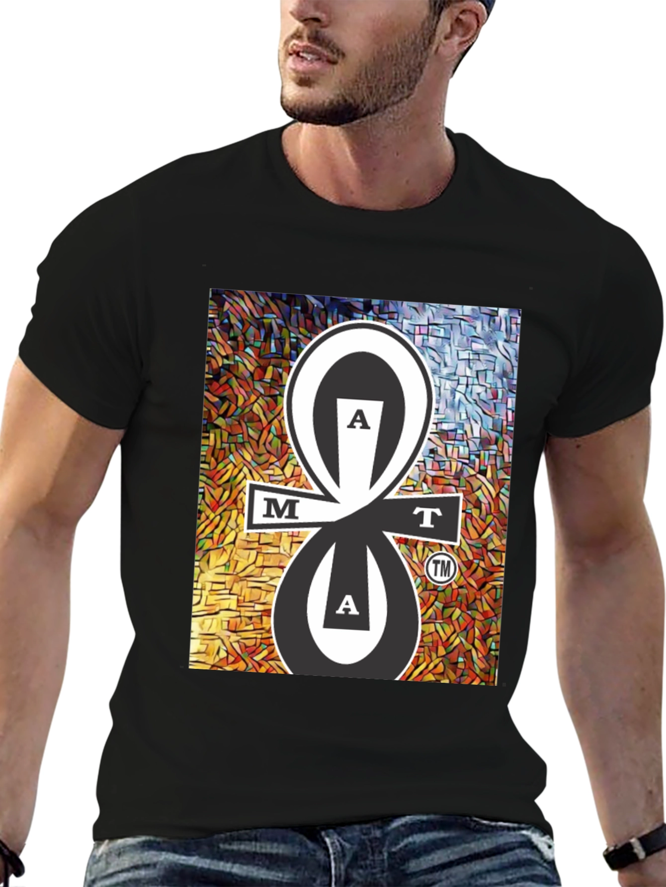 MAT Tee Black Cotton Blend Graphic Design