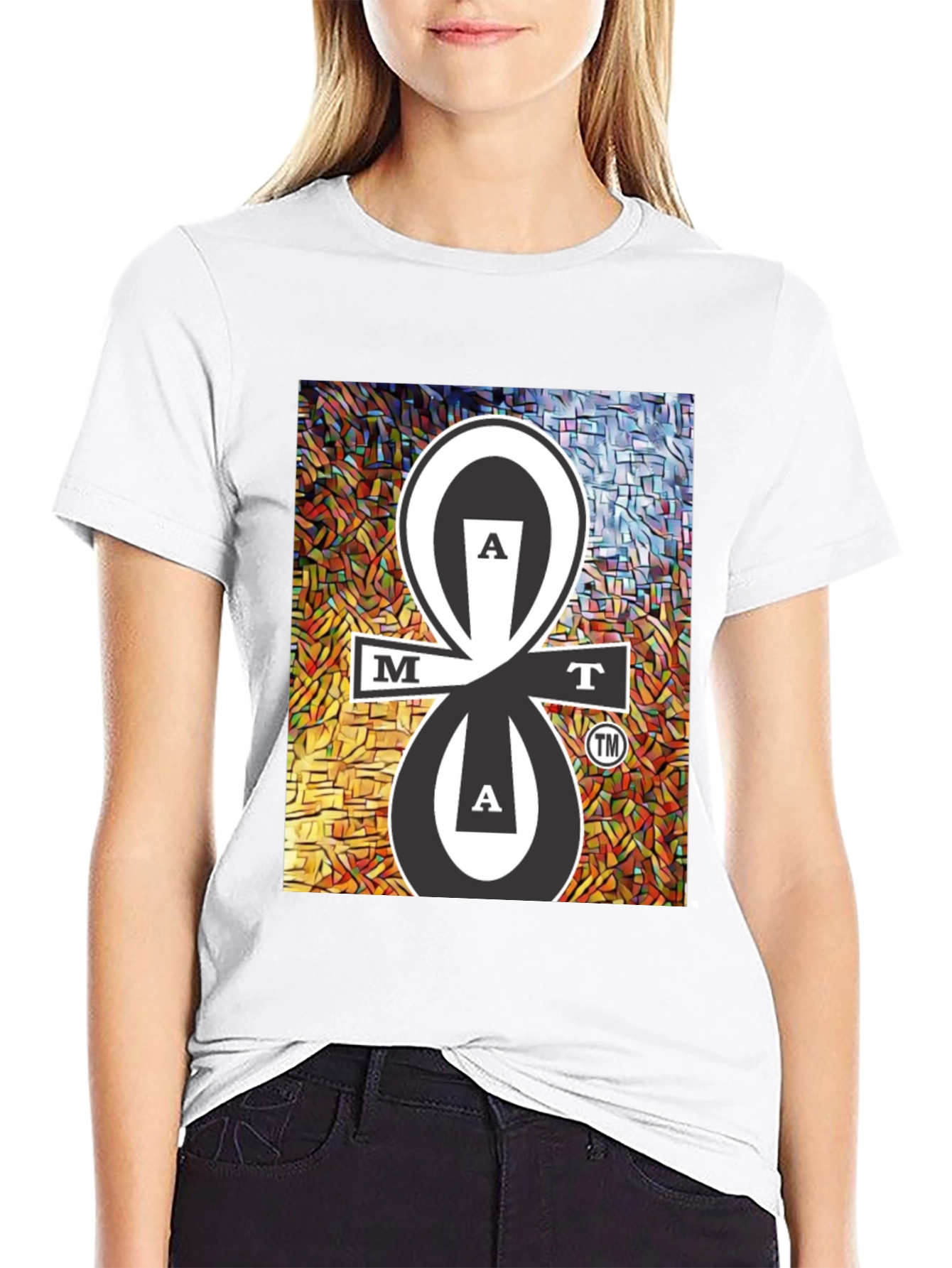 MAT Tee Black Cotton Blend Graphic Design