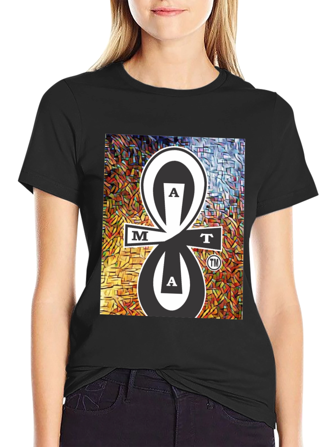 MAT Tee Black Cotton Blend Graphic Design