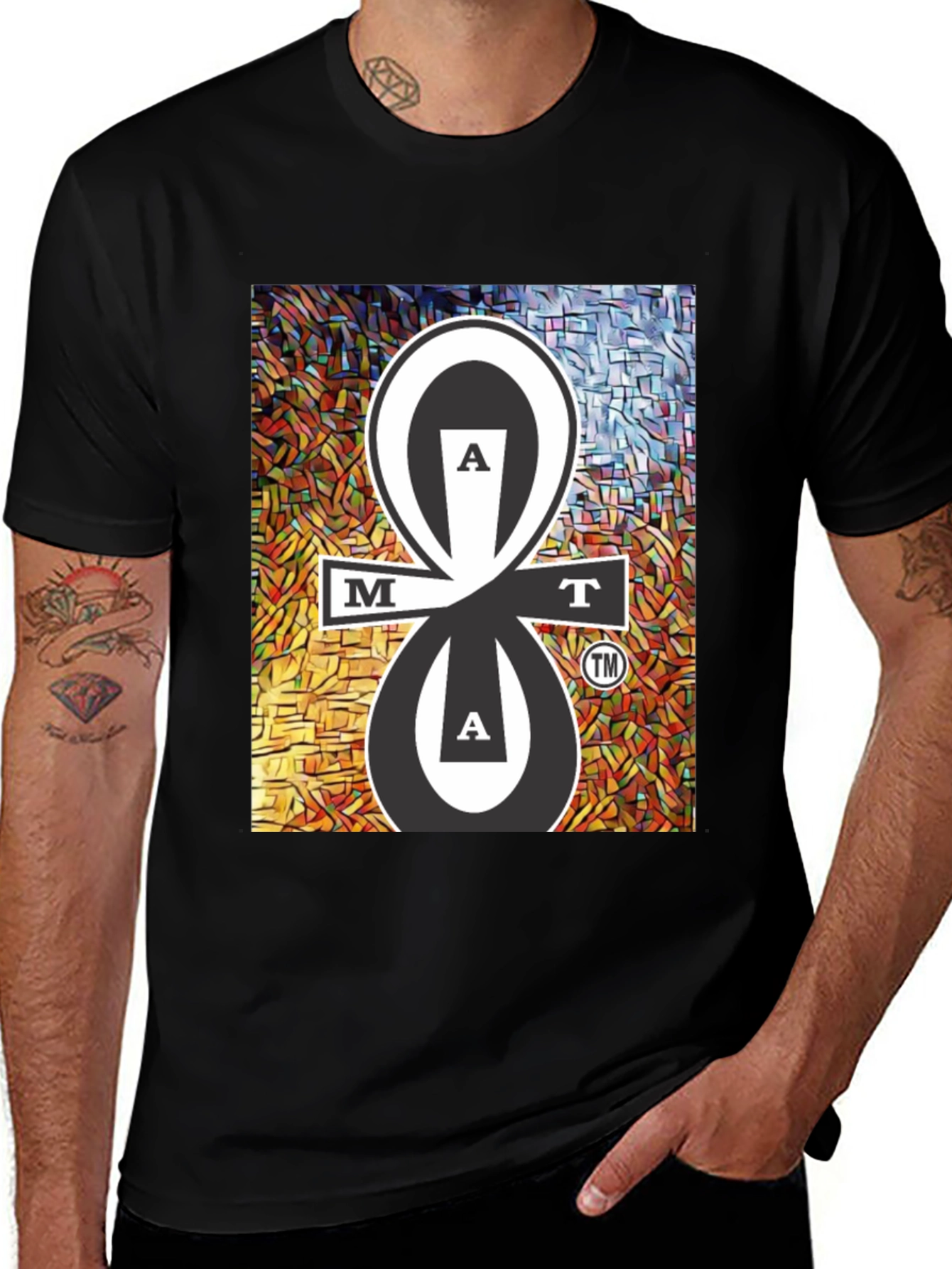 MAT Tee Black Cotton Blend Graphic Design