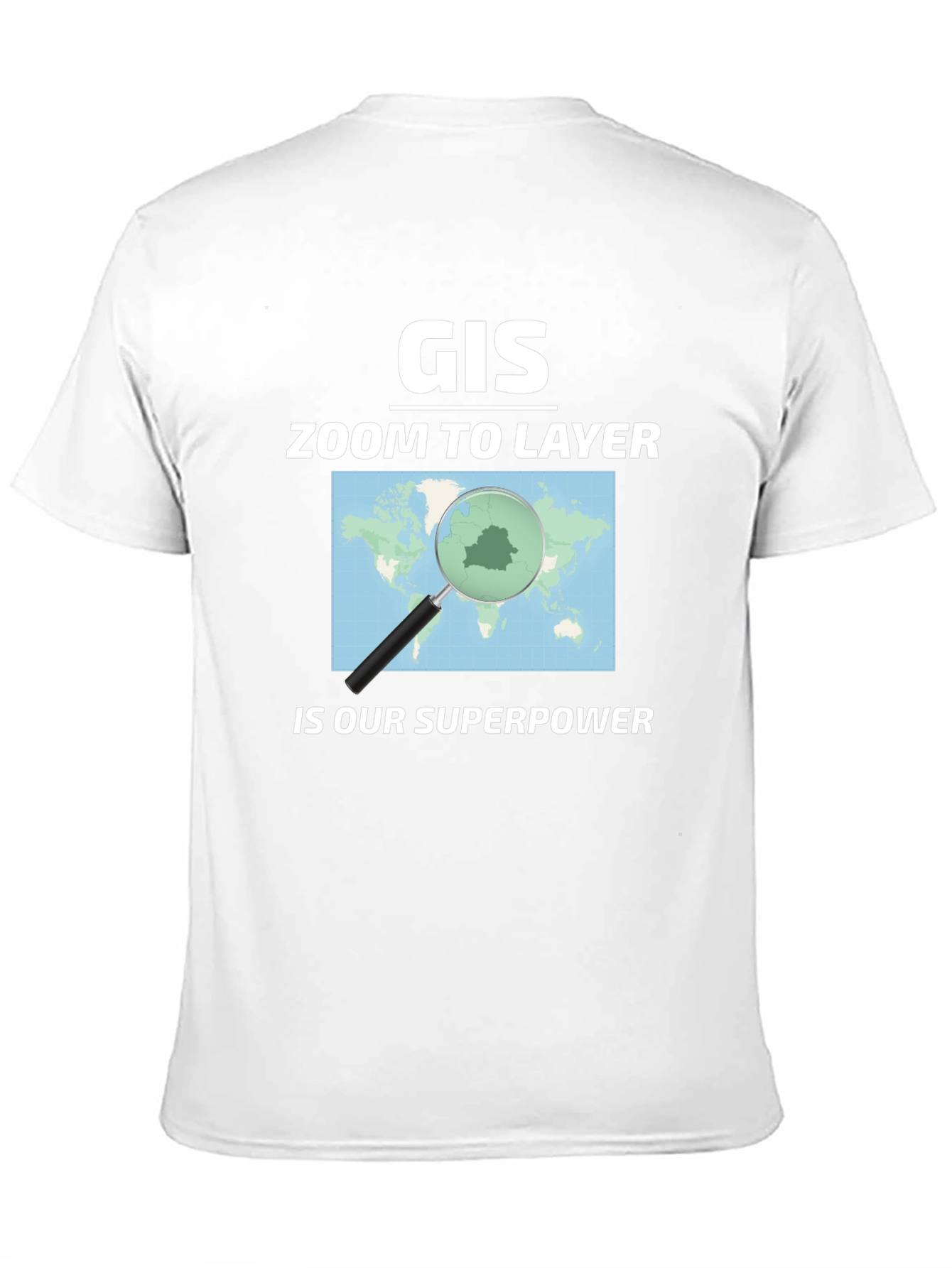 GIS Zoom to Layer Superpower Black T-Shirt