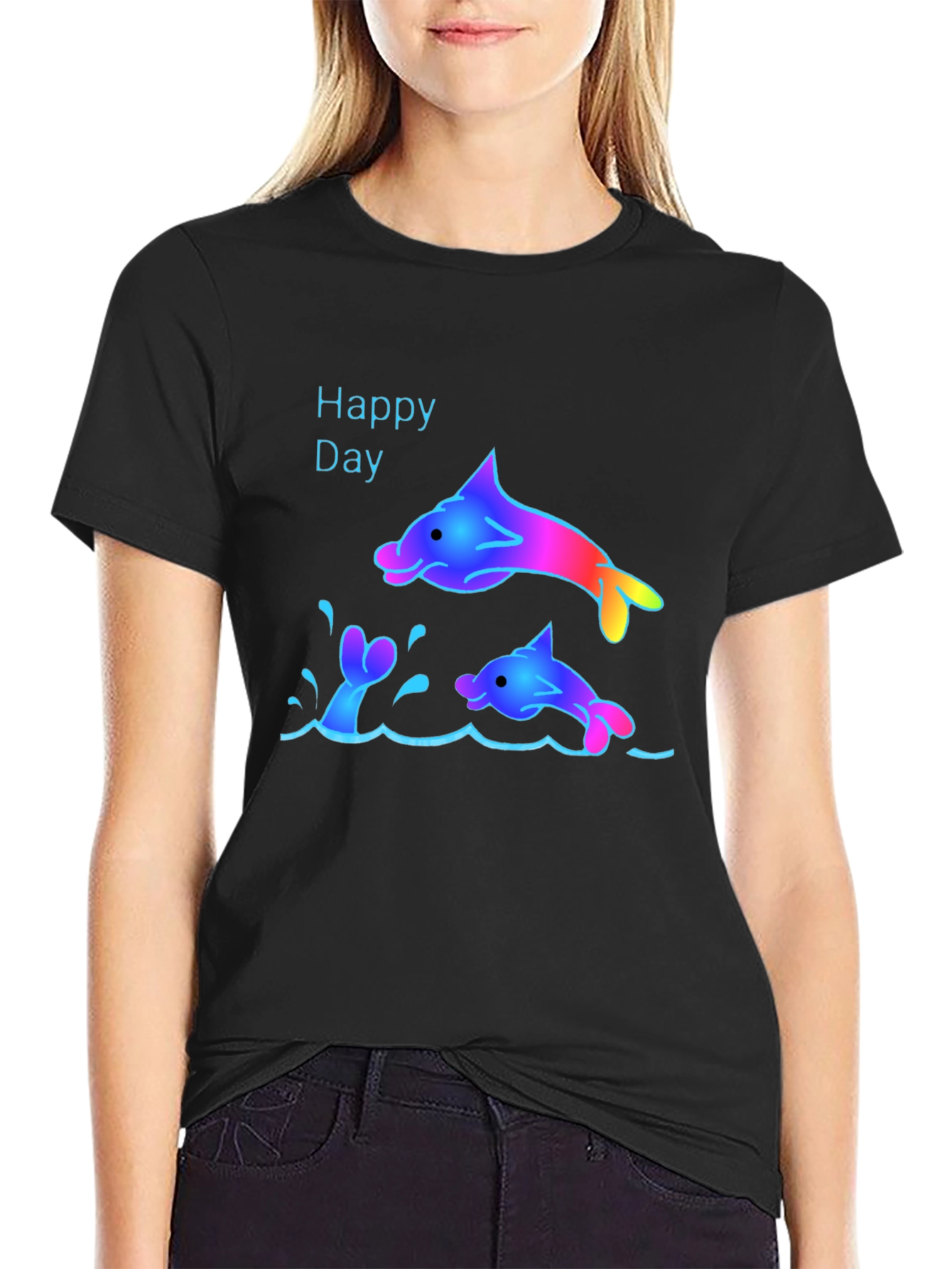 Happy Day Dolphin T-Shirt - Fun Graphic Tee